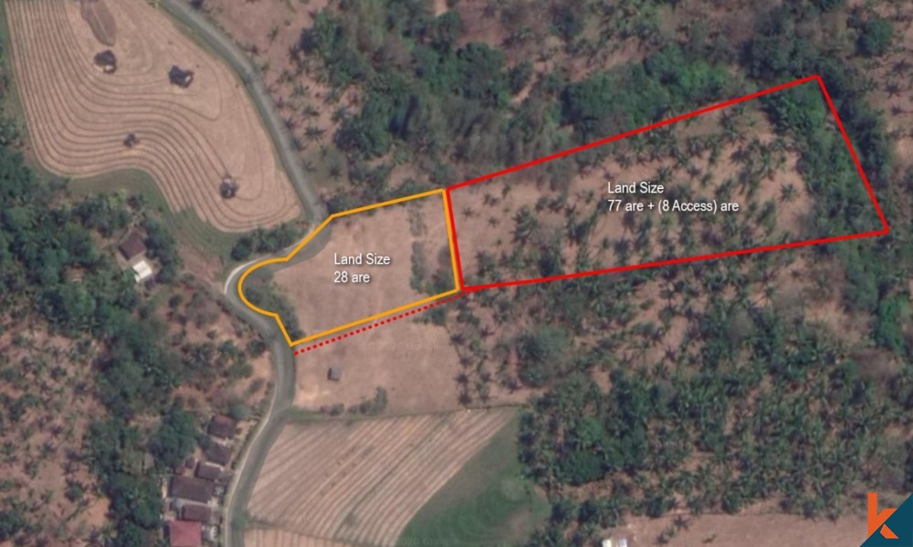 Hak milik tanah yang luas untuk dijual di dekat Balian