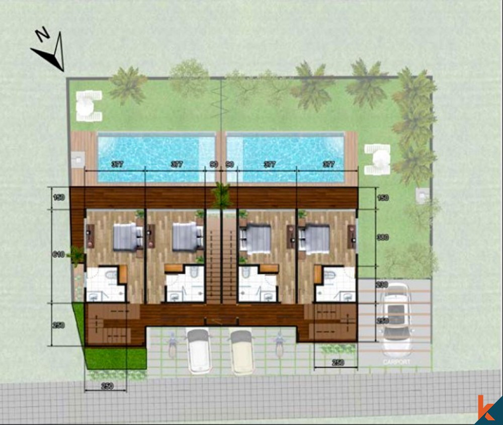 Villa moderne avec vue sur la montagne et l'océan à vendre à Kedungu