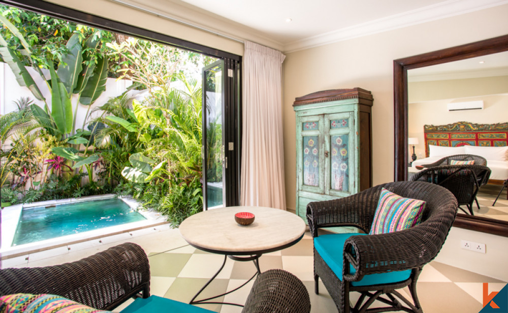 Villa idyllique d'une chambre à vendre dans un emplacement privilégié de Seminyak