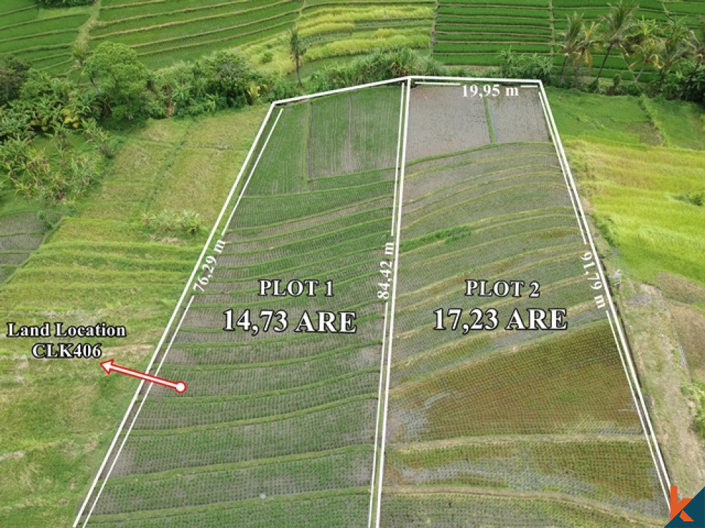 Tanah Hak Milik yang Menakjubkan di Nyanyi dengan Pemandangan Sawah Dijual