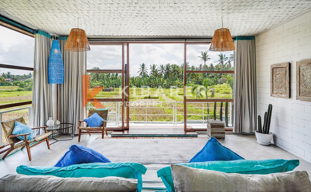 Vila Lima Kamar Tidur dengan Desain Mewah dan Spektakuler dengan Pemandangan Panorama Sawah Di Tabanan