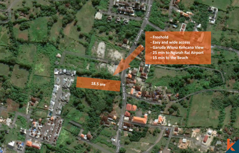 Terrain en pleine propriété avec un large accès à Goa Gong