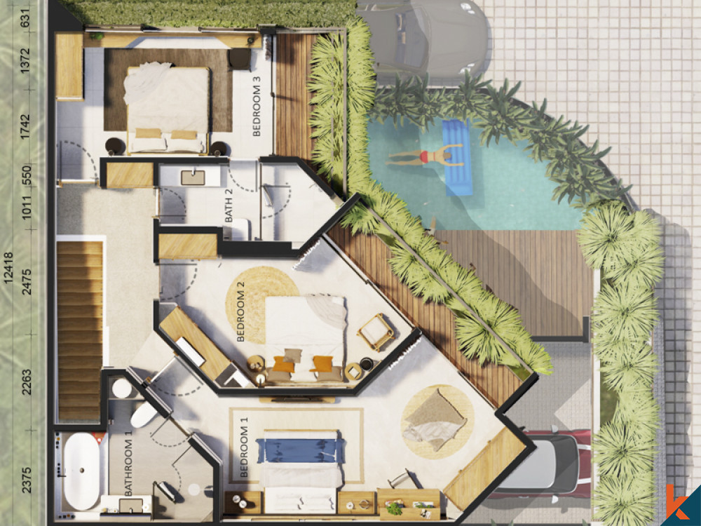 Upcoming Modern Three Bedrooms Villas for Lease in Canggu