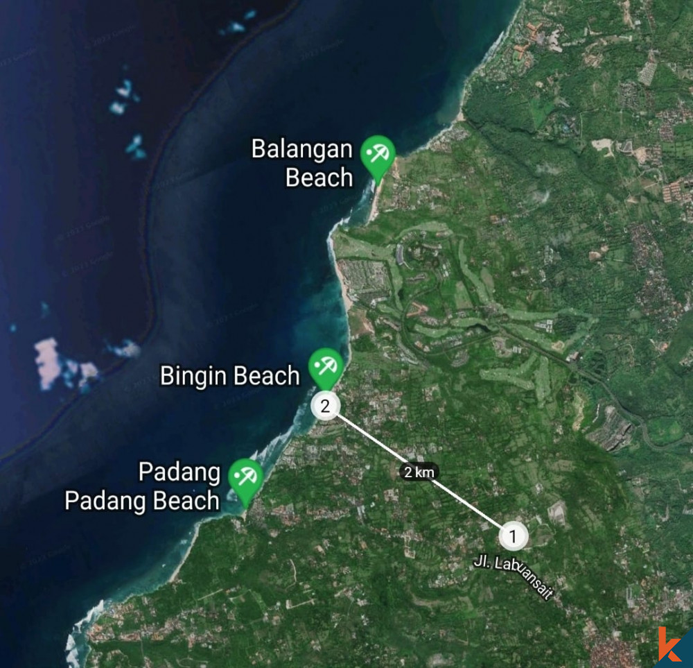 Terrain en location avec vue imprenable sur l'océan à Bingin Hill de 20 aras