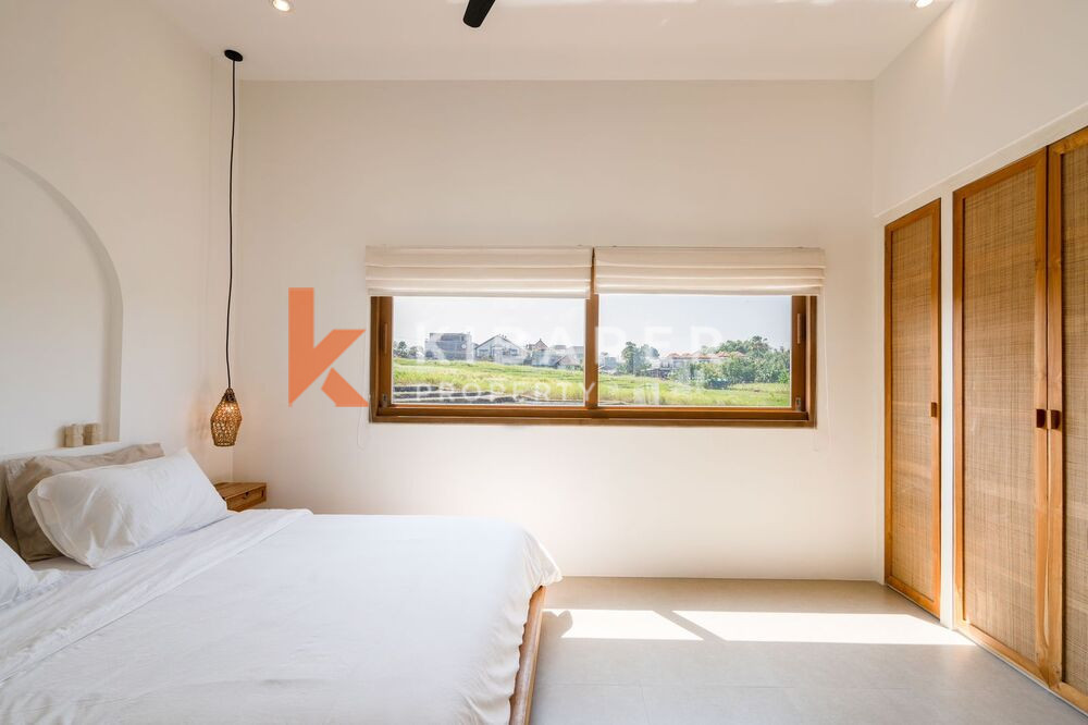 Vila Mediterania Tiga Kamar Tidur Cantik Menghadap Sawah di Pererenan