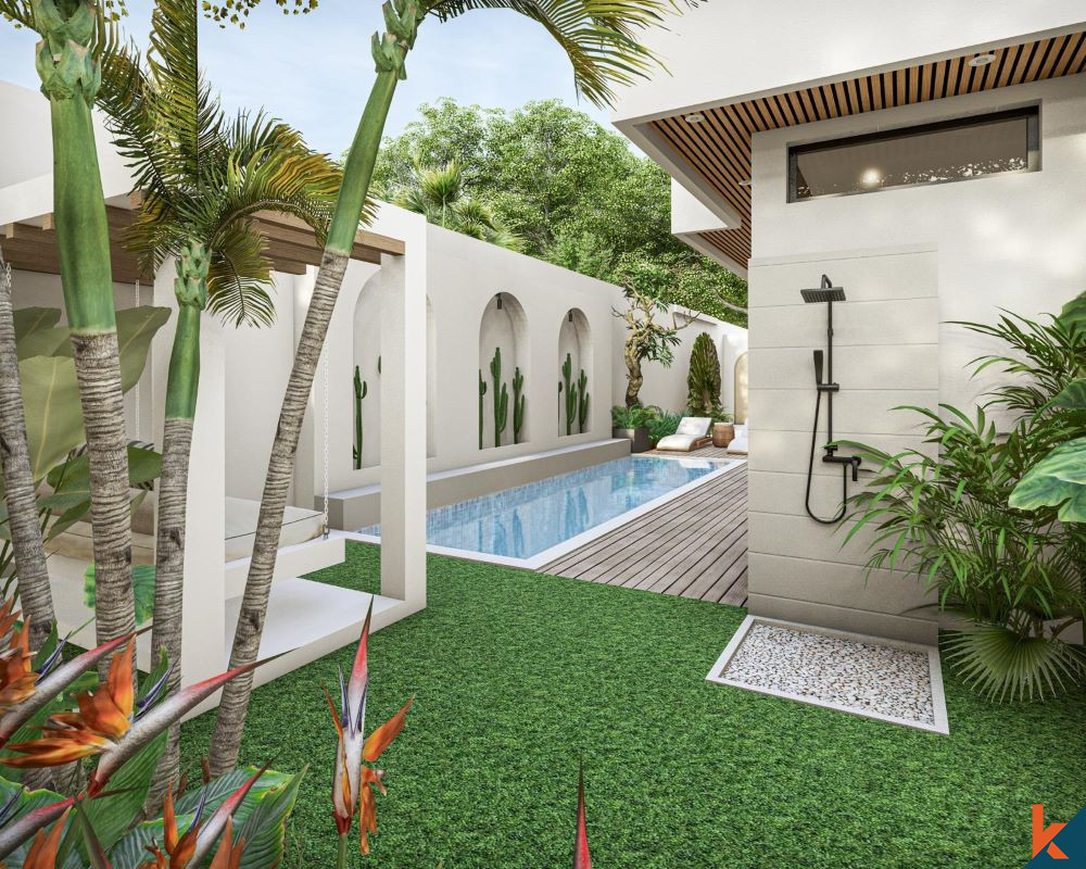 Villa sur plan de trois chambres avec concept d'oasis méditerranéenne à Pecatu