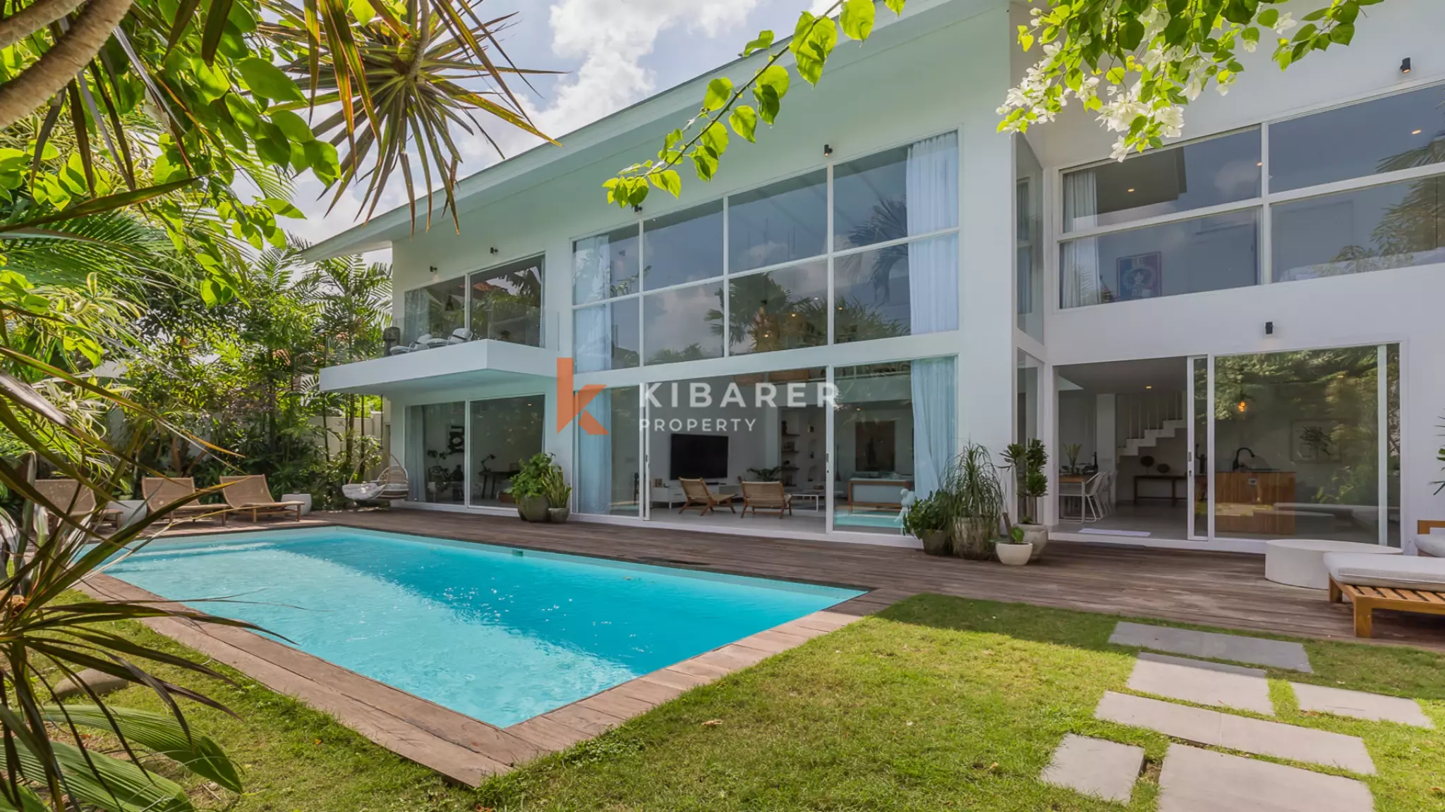 Gorgeous Three Bedroom Villa Enclosed Living Room Situated in Canggu