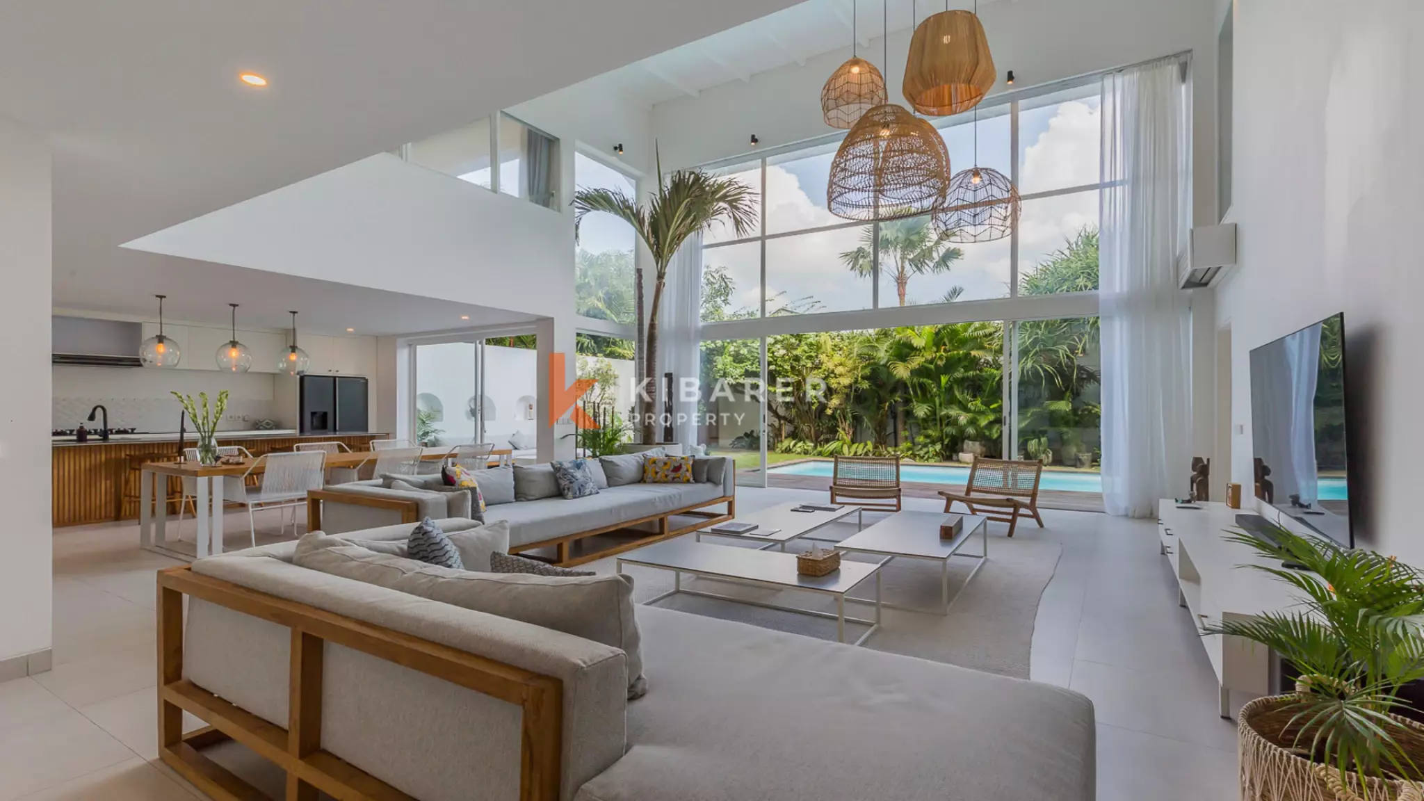 Gorgeous Three Bedroom Villa Enclosed Living Room Situated in Canggu