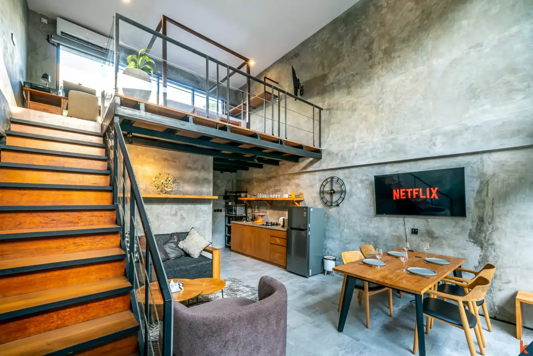 Superbe propriété de style loft d'une chambre à louer à Babakan