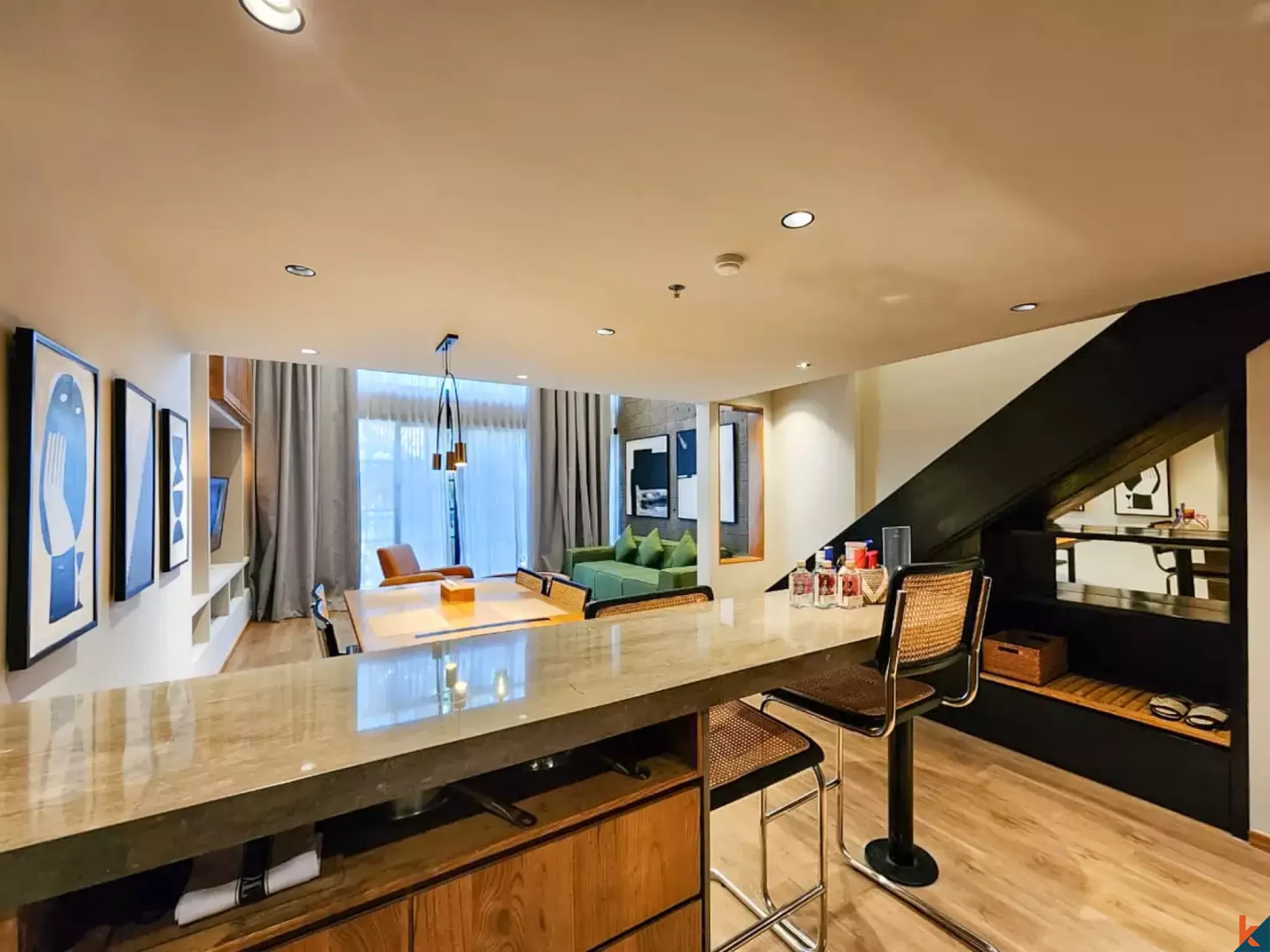 Apartemen loft dengan satu kamar tidur yang disewakan, bagian dari hotel bintang lima di Berawa