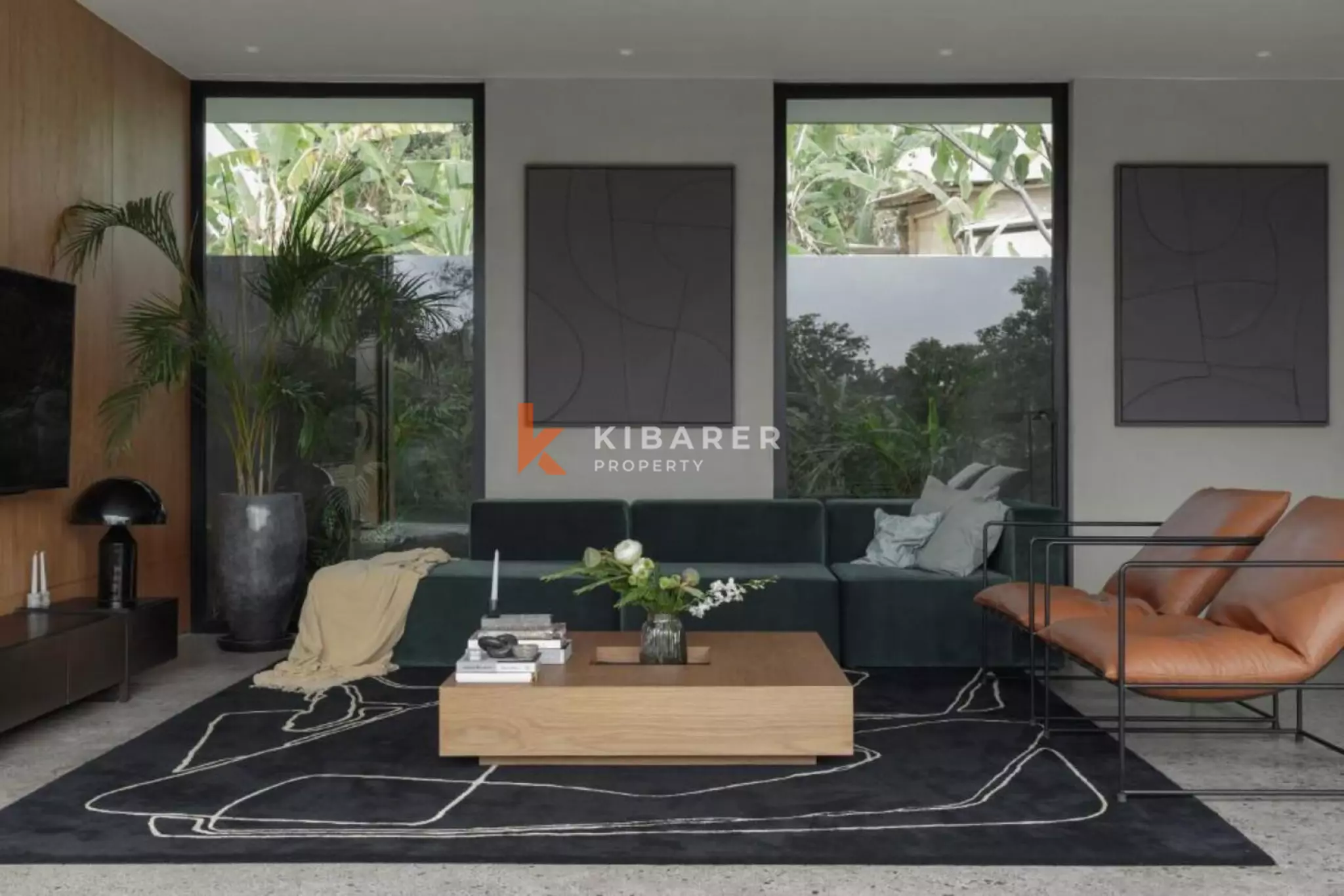 Villa élégante de style mid-century à Canggu