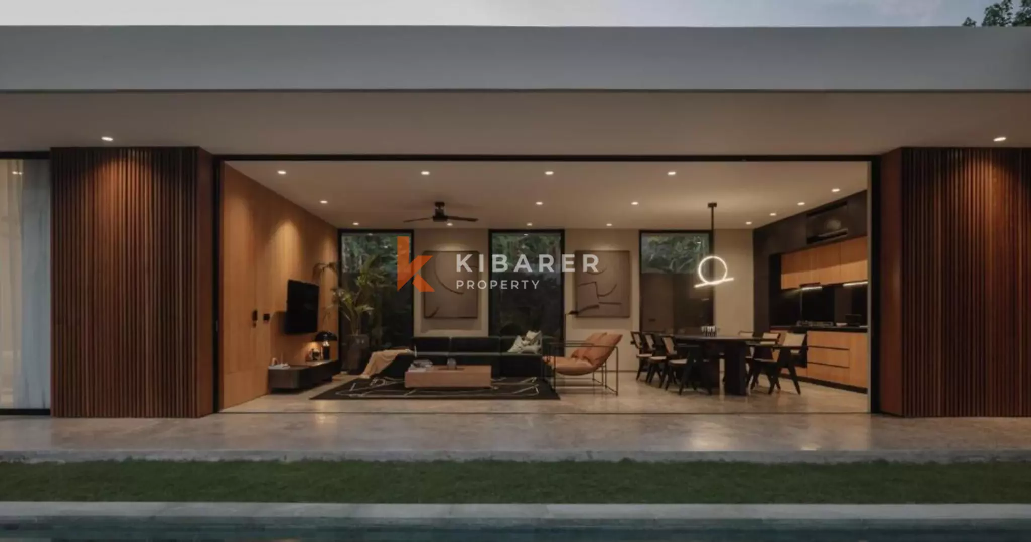 Villa élégante de style mid-century à Canggu