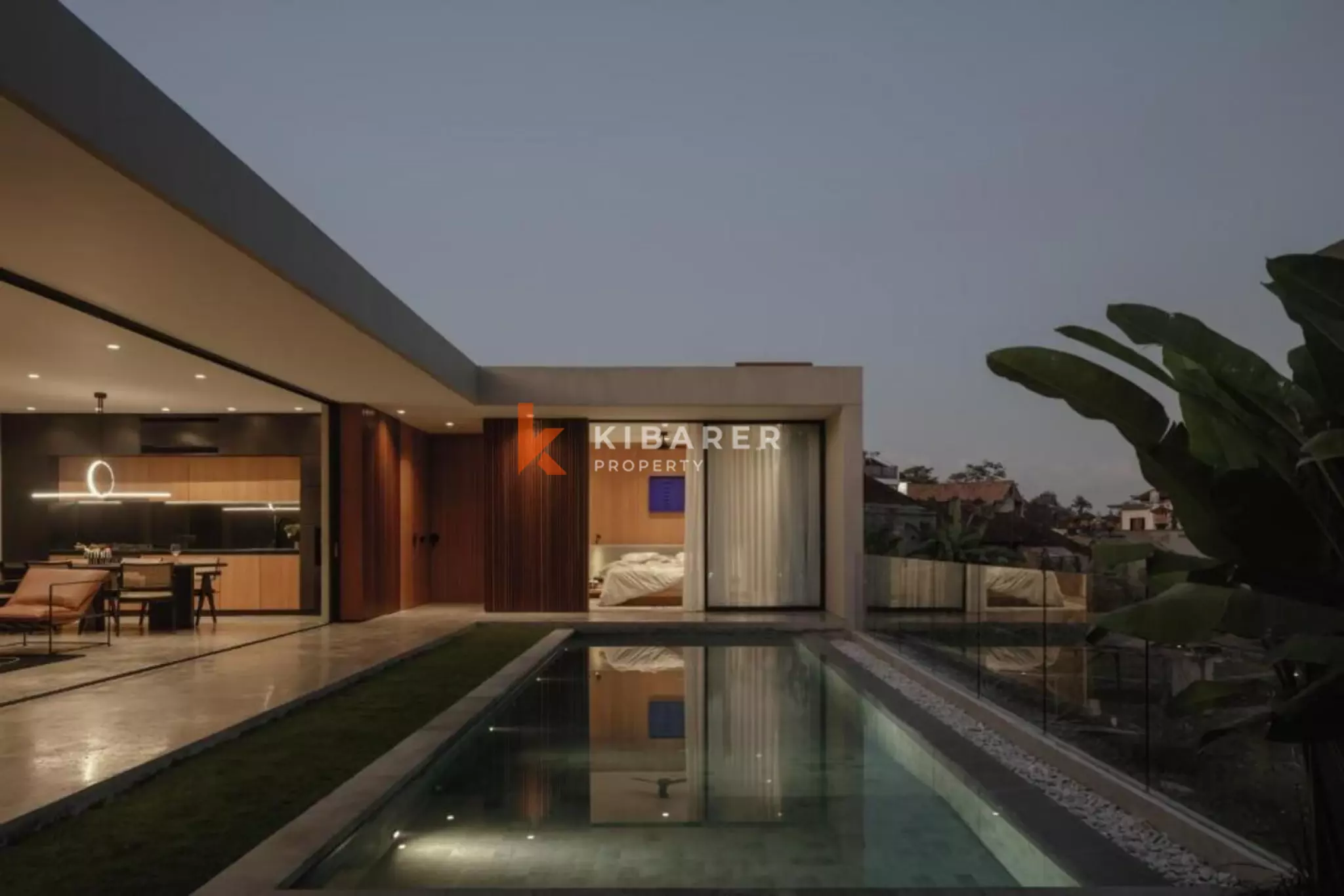 Villa élégante de style mid-century à Canggu