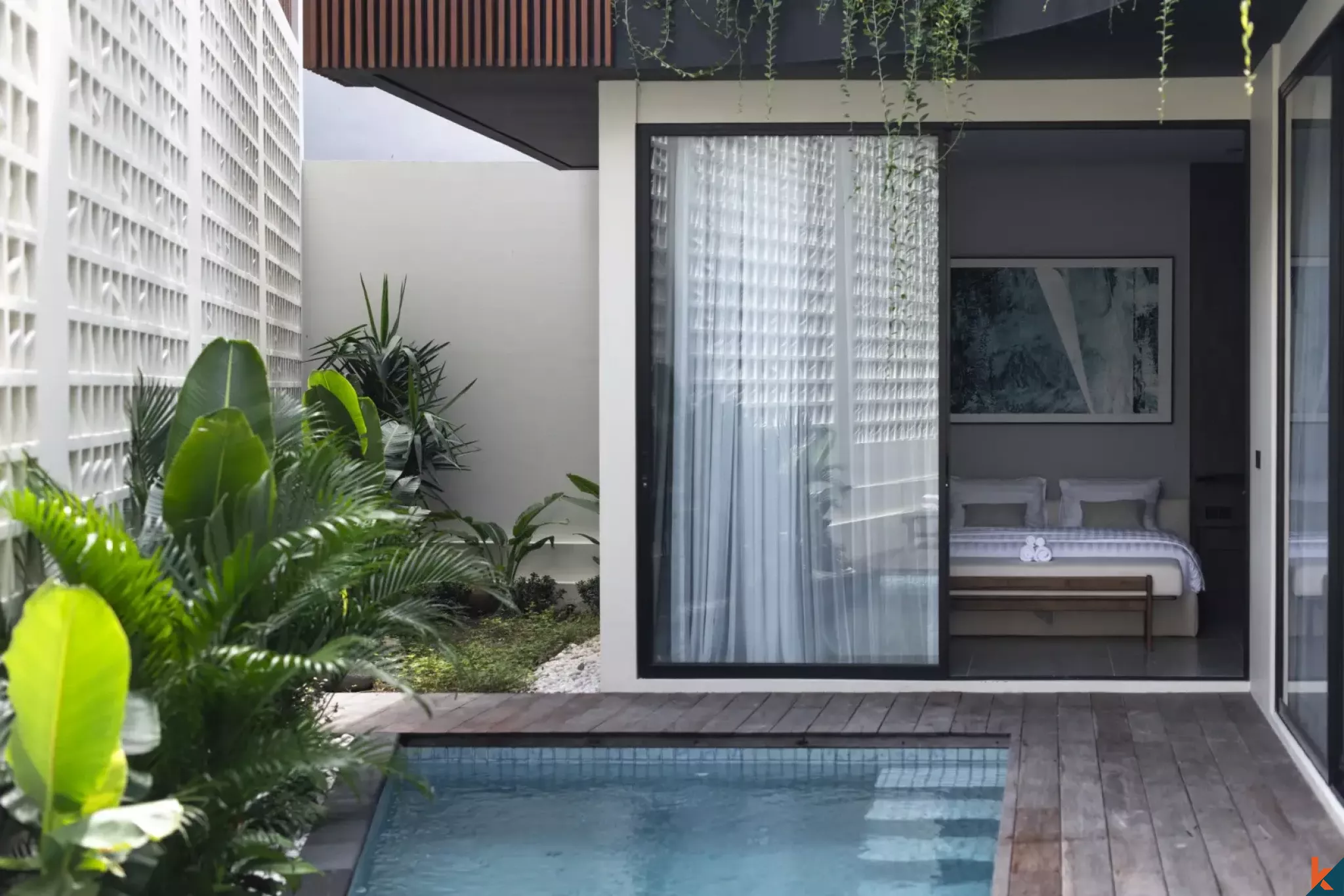 Villa Sewa Tiga Kamar Tidur Modern di Pusat Umalas