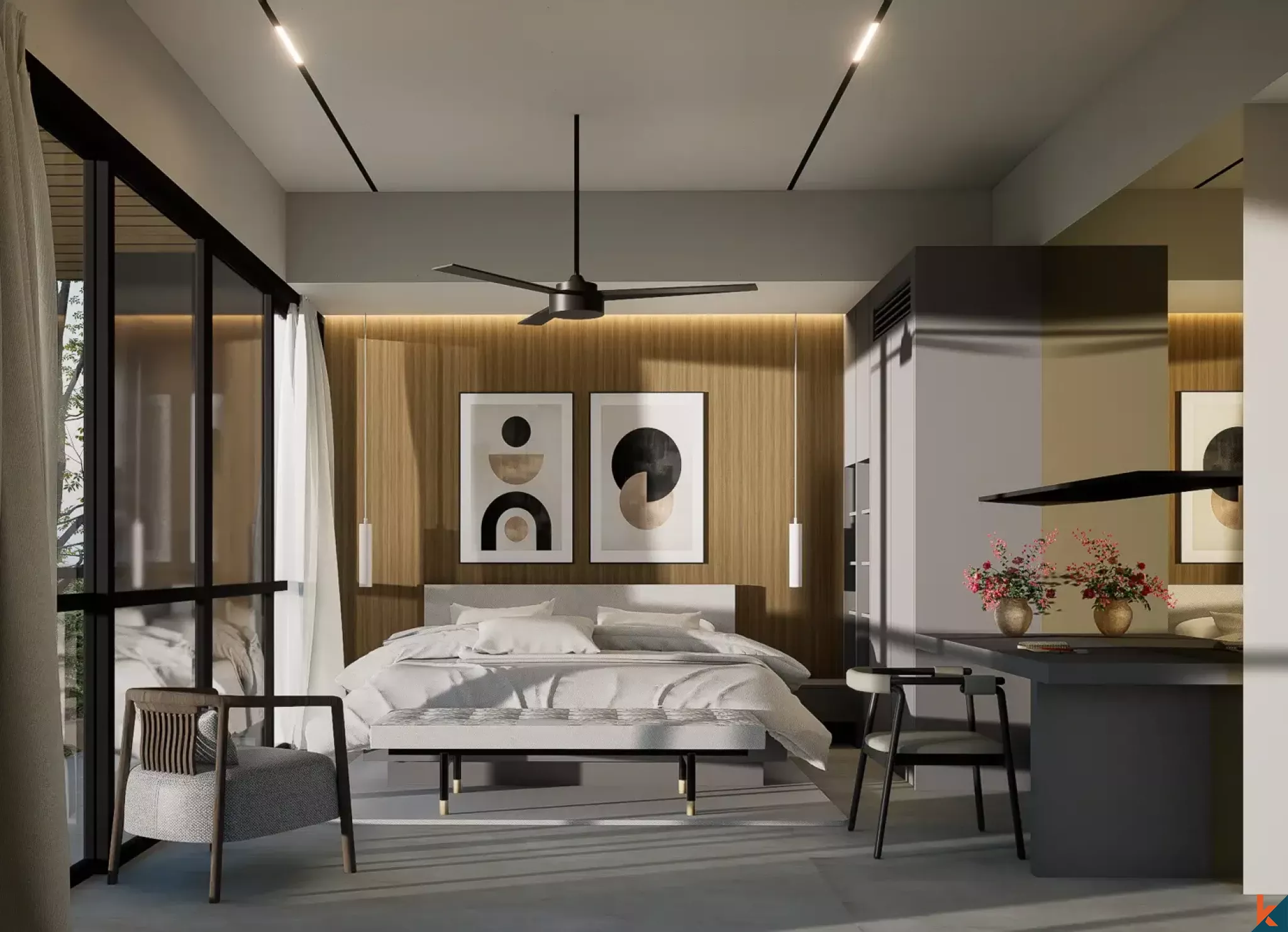 Propriété à louer de deux chambres avec vue sur les rizières à Ubud (livré en août 2026)