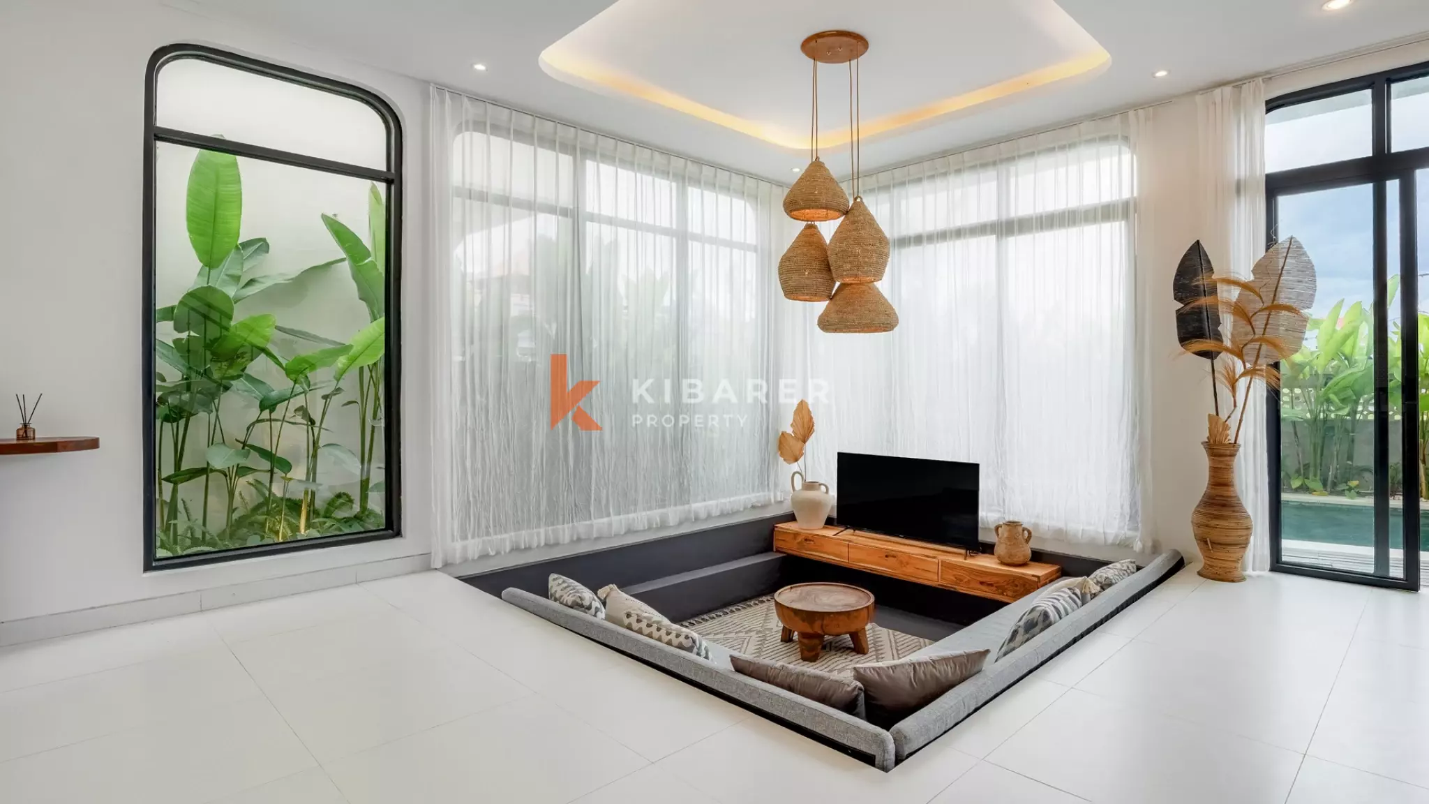 Minimalist Modern Two-Bedroom Villa with Sunken Living Room in Berawa
