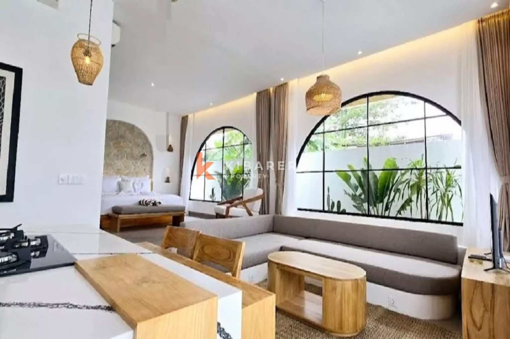 Vila Minimalis Mediterania Satu Kamar Tidur di Canggu (Tersedia mulai 2 Januari 2026)