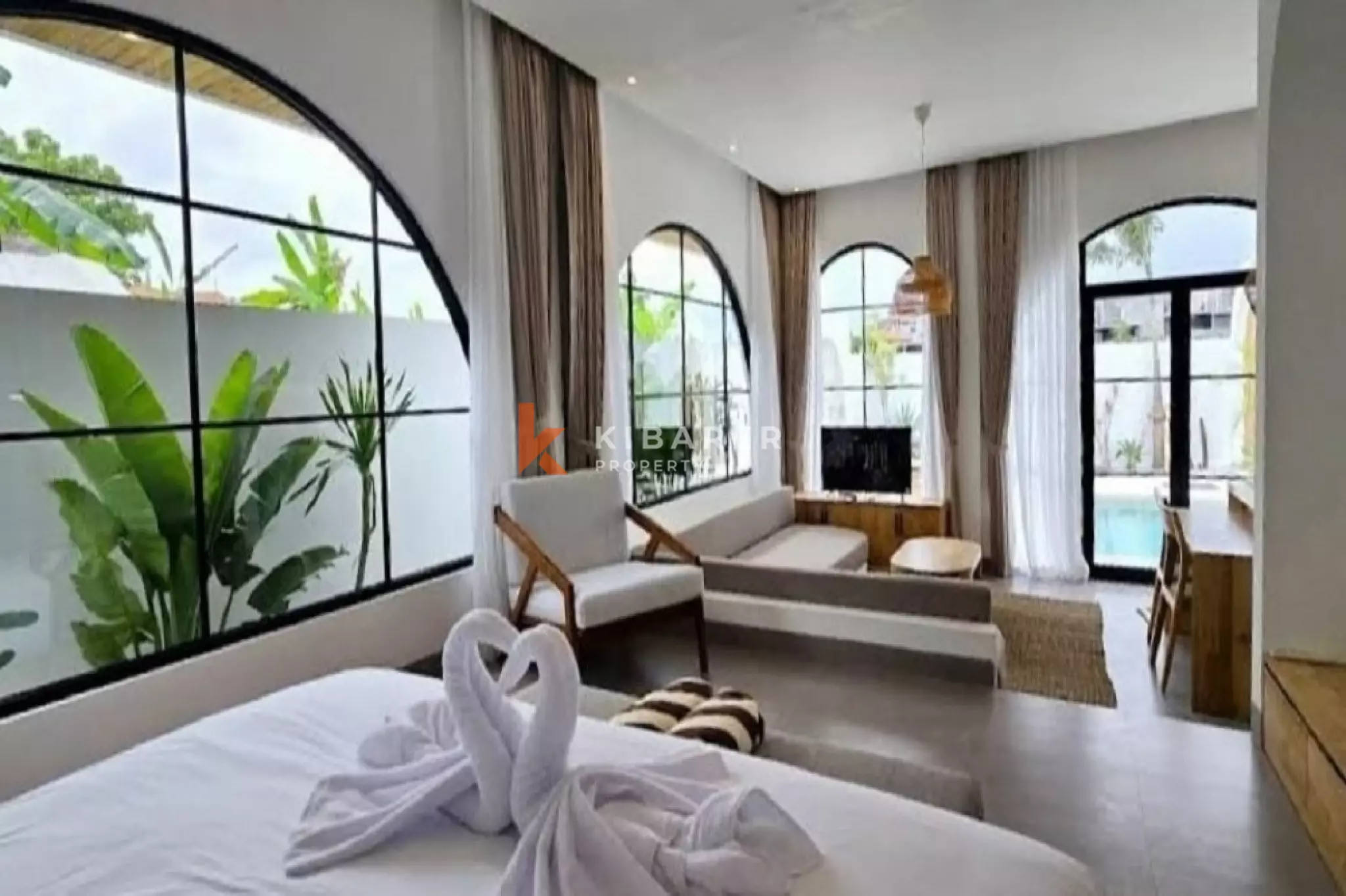 Vila Minimalis Mediterania Satu Kamar Tidur di Canggu (Tersedia mulai 2 Januari 2026)