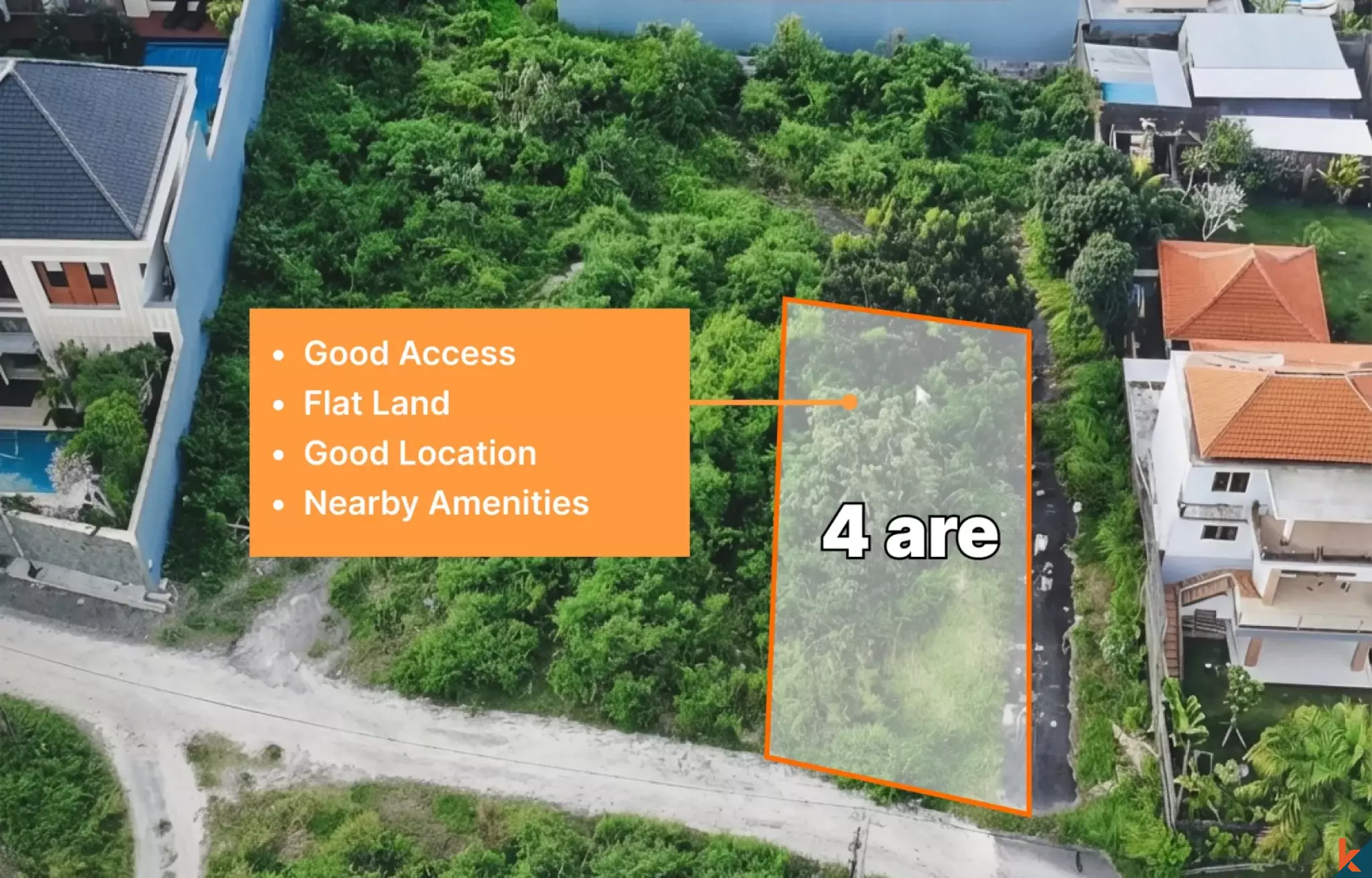 Terrain de premier choix en pleine propriété de quatre Ares carrés à Ungasan