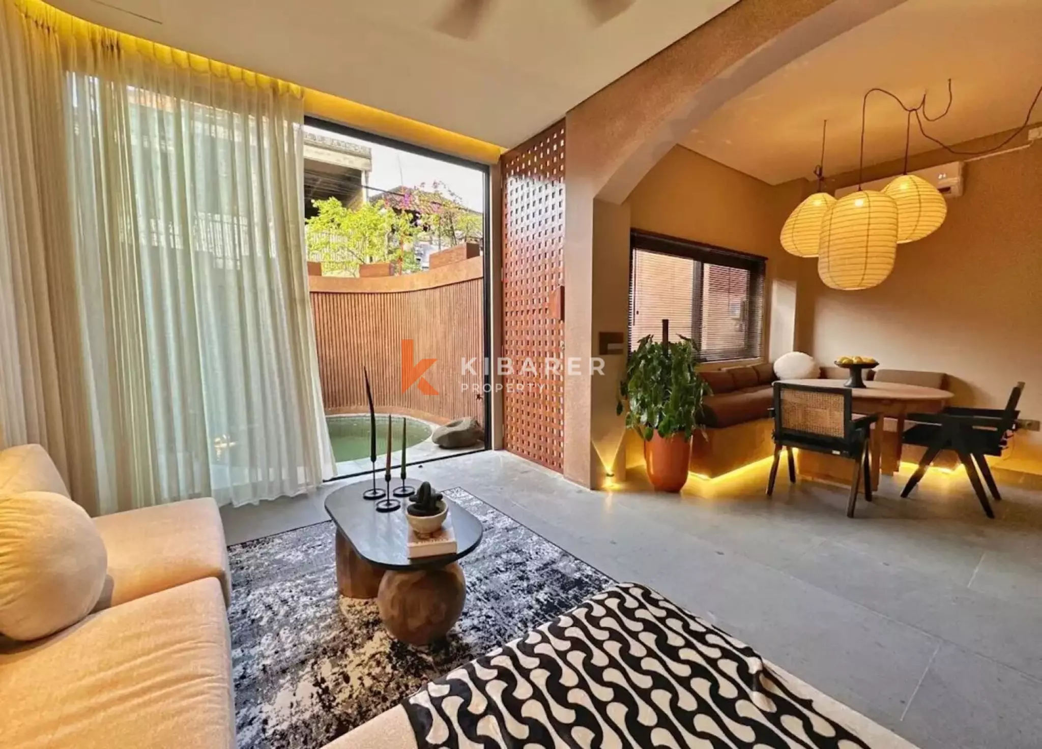 Luxueuse villa de trois chambres, joyau architectural inspiré du Wabi-Sabi, au cœur de Berawa