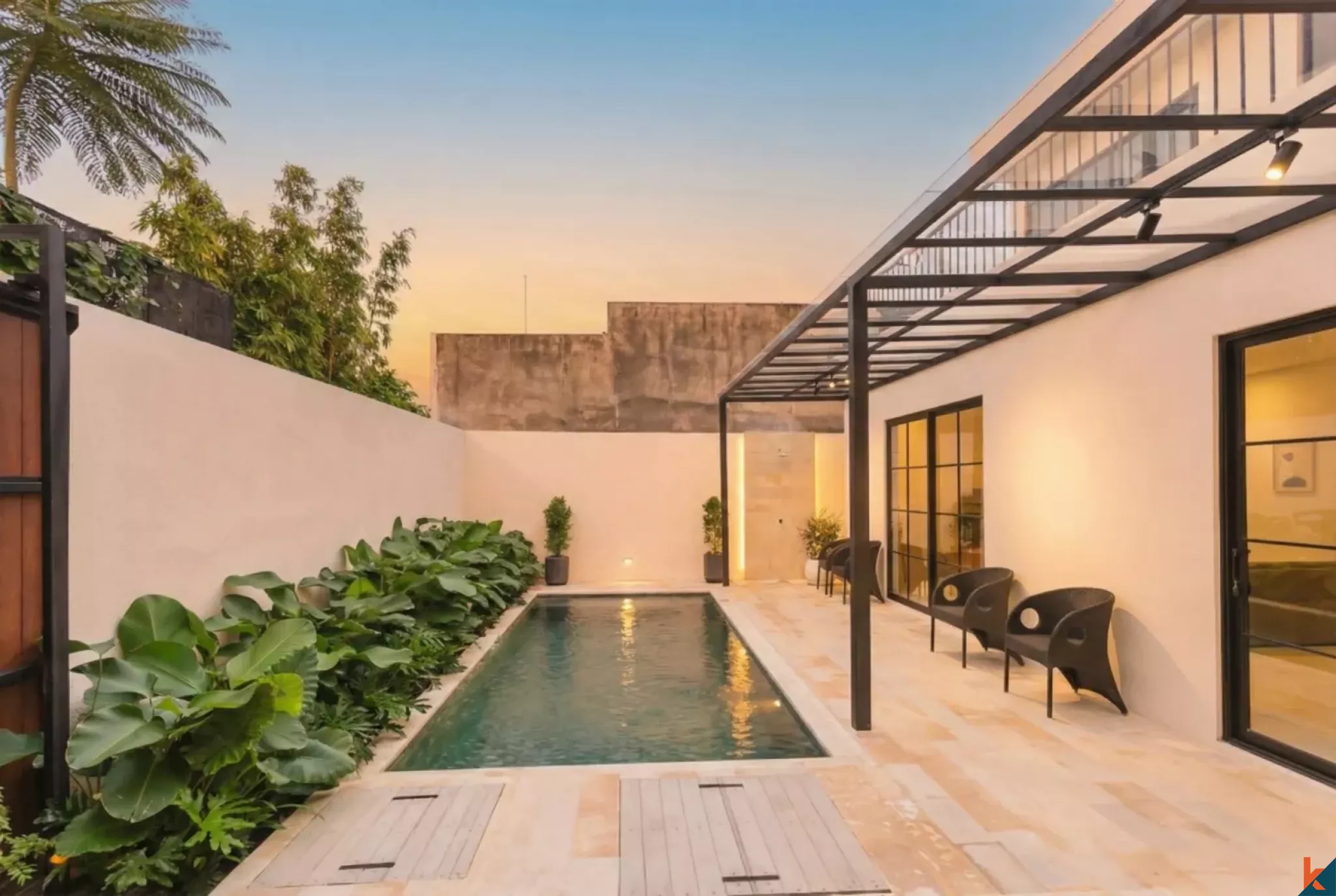 Properti baru dengan dua kamar tidur plus ruang kantor tersedia untuk disewa di Kerobokan - Merta Agung