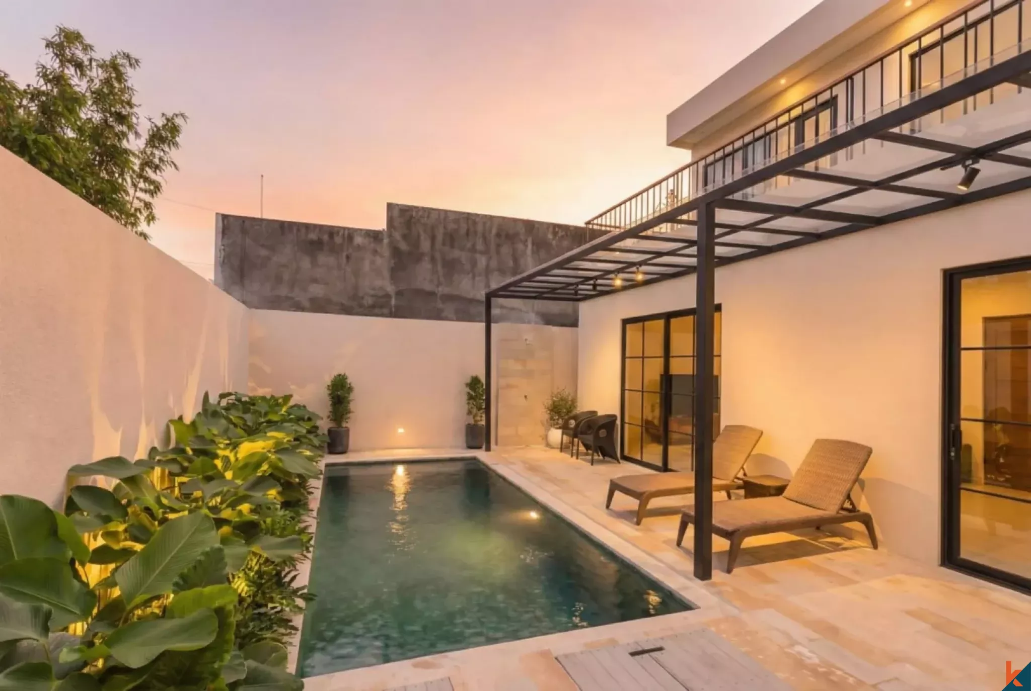 Properti baru dengan dua kamar tidur plus ruang kantor tersedia untuk disewa di Kerobokan - Merta Agung