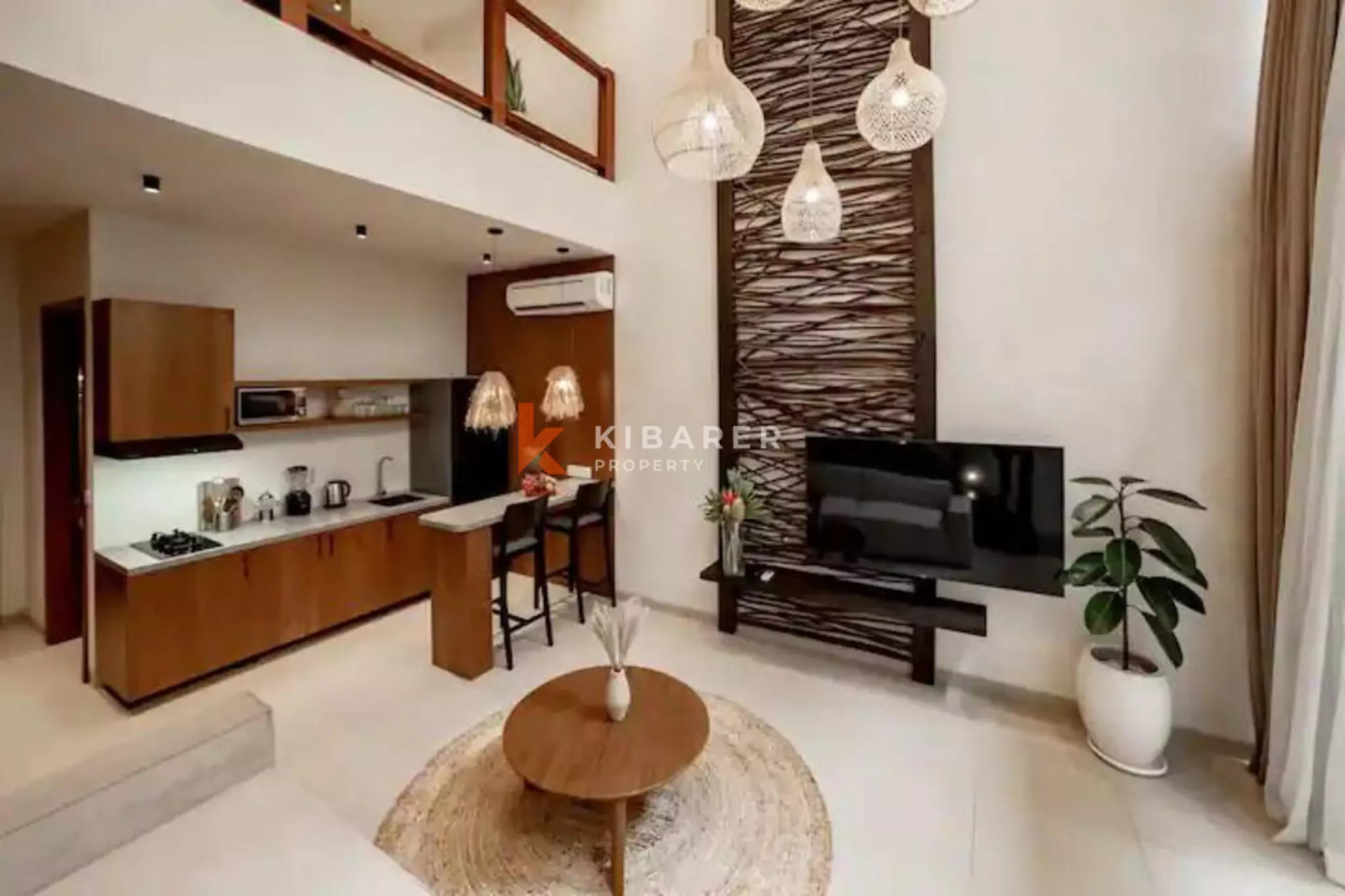 Rumah Pulau Satu Kamar Tidur yang Tenang dan Modern di Berawa