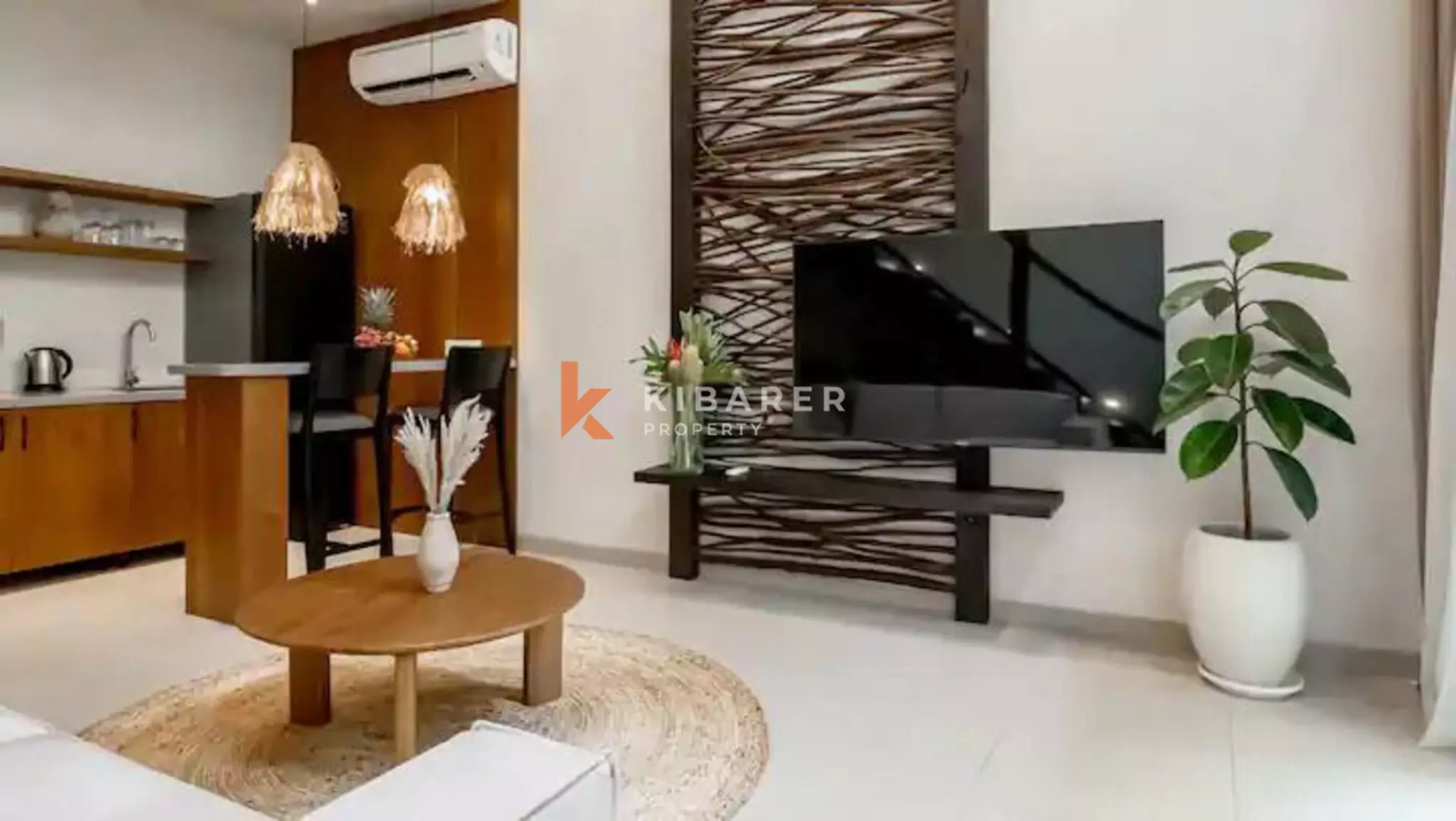 Rumah Pulau Satu Kamar Tidur yang Tenang dan Modern di Berawa