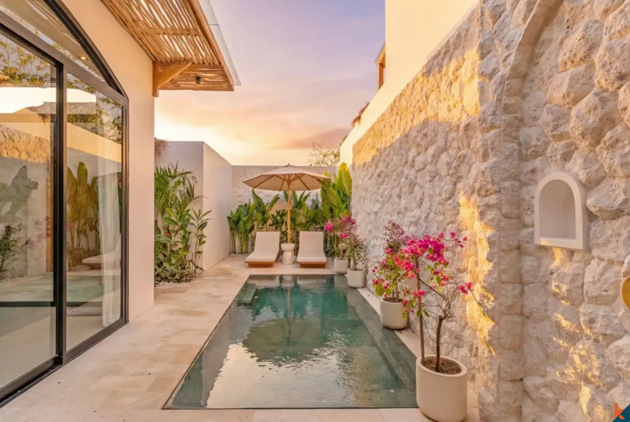 Properti satu kamar tidur bergaya modern untuk disewa di Bingin