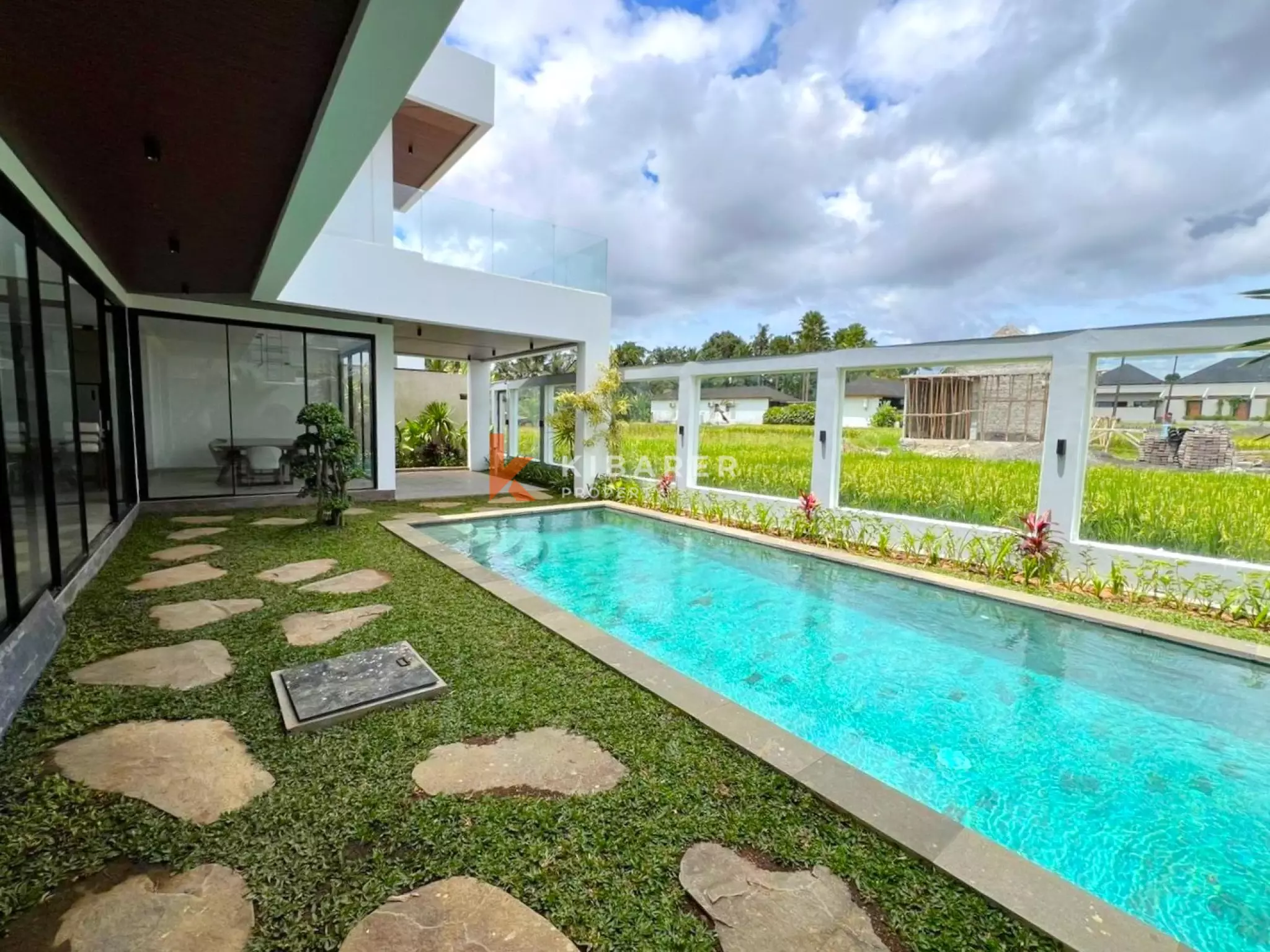 Private Three Bedroom Modern Villa Overlooking Ricefields & Mountains View in Ubud