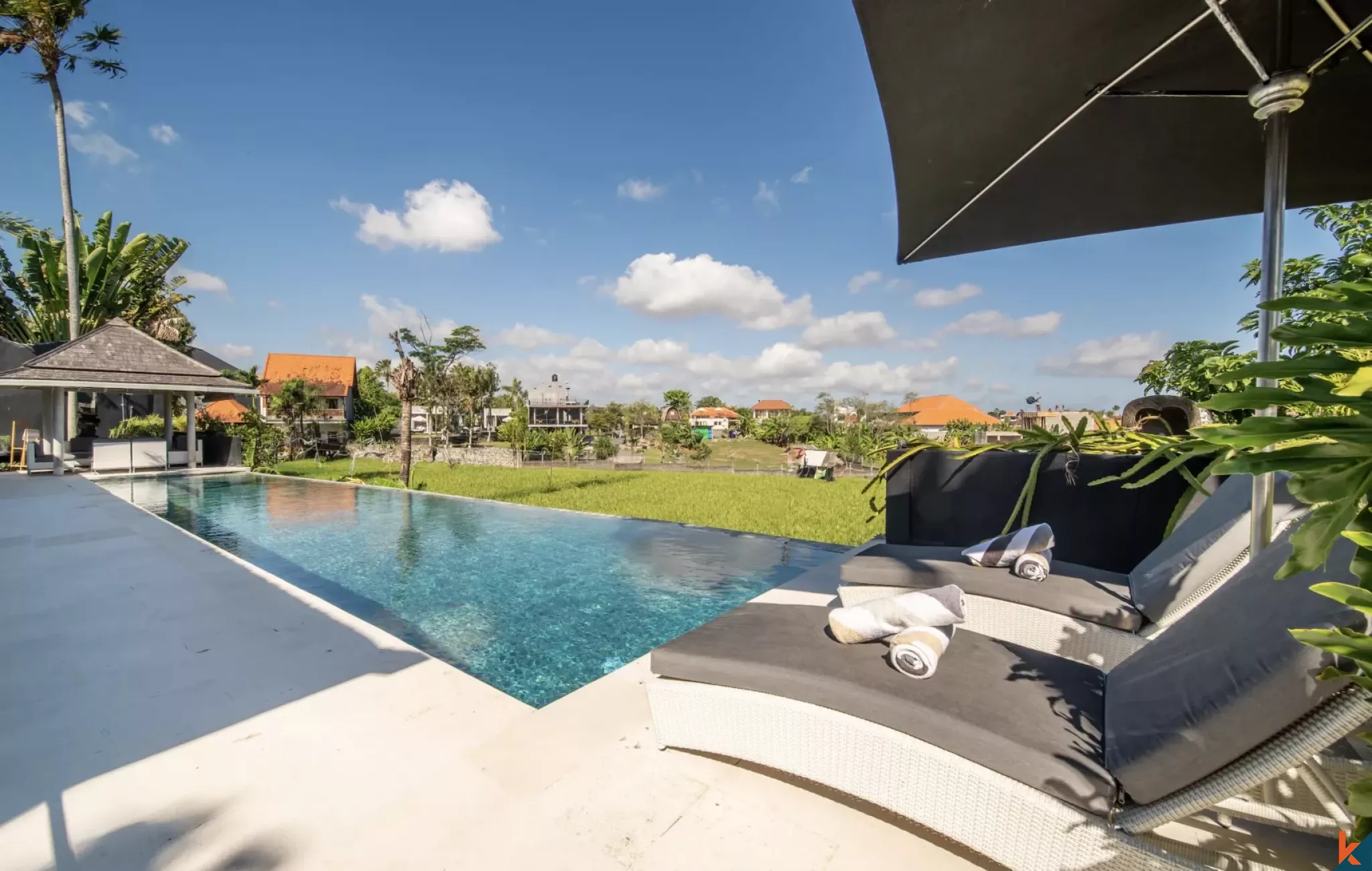 High-End Five Bedroom Leasehold Villa Overlooking Rice Fields in Berawa