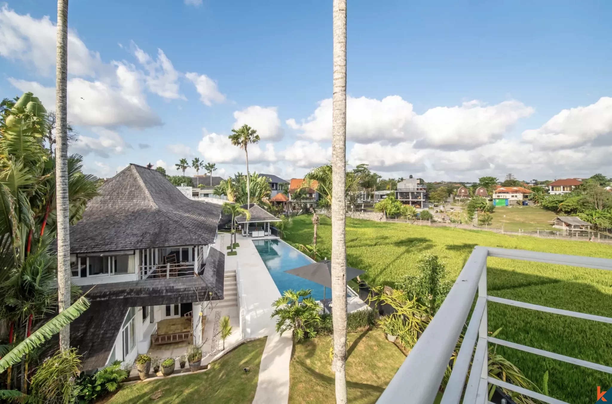 High-End Five Bedroom Leasehold Villa Overlooking Rice Fields in Berawa