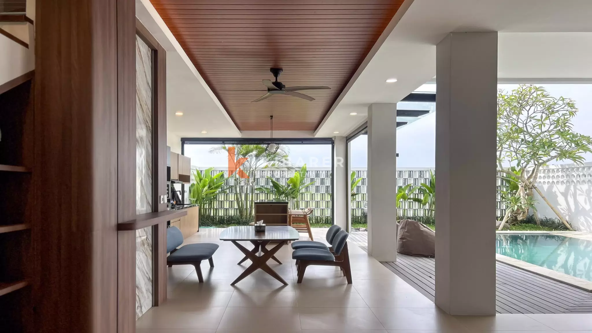 Breezy Minimalist Two-Bedroom Open-Air Villa with Tranquil Views in Kedungu