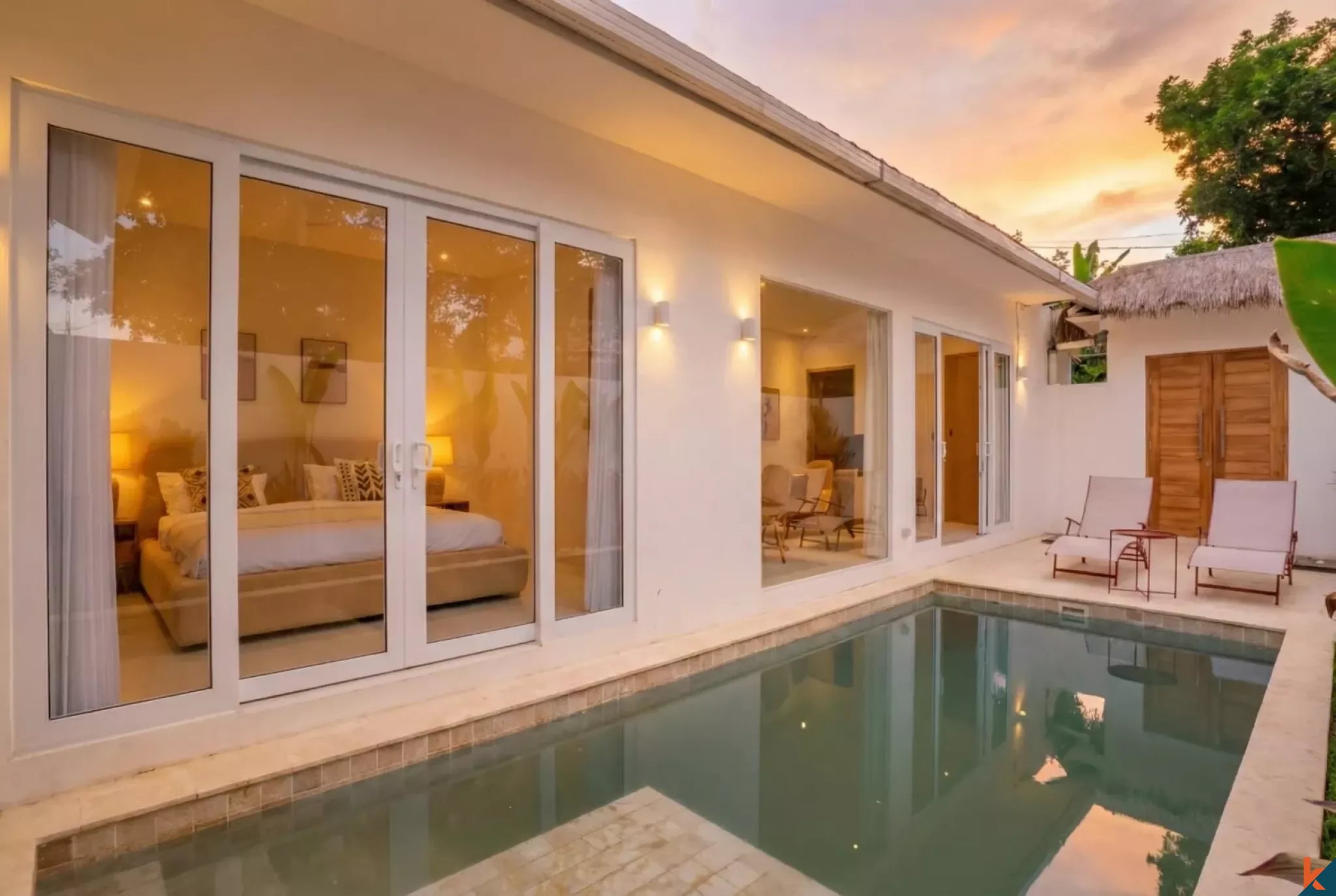 Vila satu kamar tidur bergaya baru dengan kantor di Melasti untuk disewakan