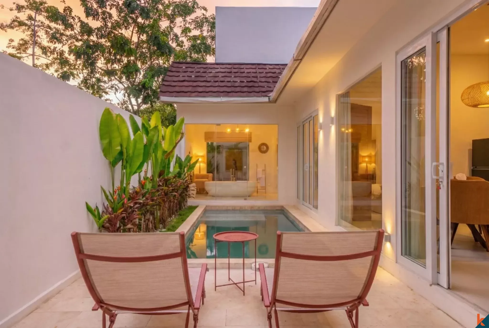 Vila satu kamar tidur bergaya baru dengan kantor di Melasti untuk disewakan