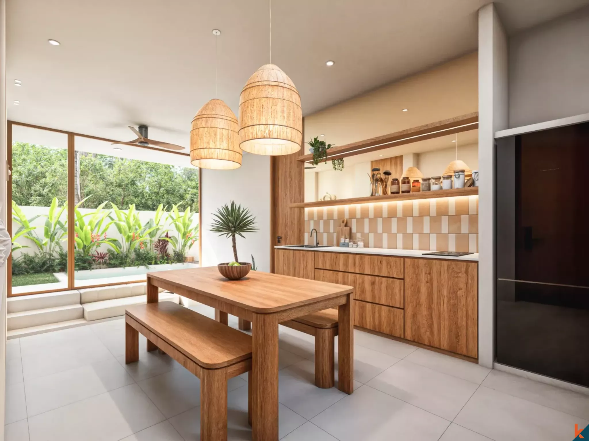 Properti hak sewa dua kamar tidur yang indah dengan pengaruh Mediterania di Tumbak Bayuh (Selesai pada April 2026)