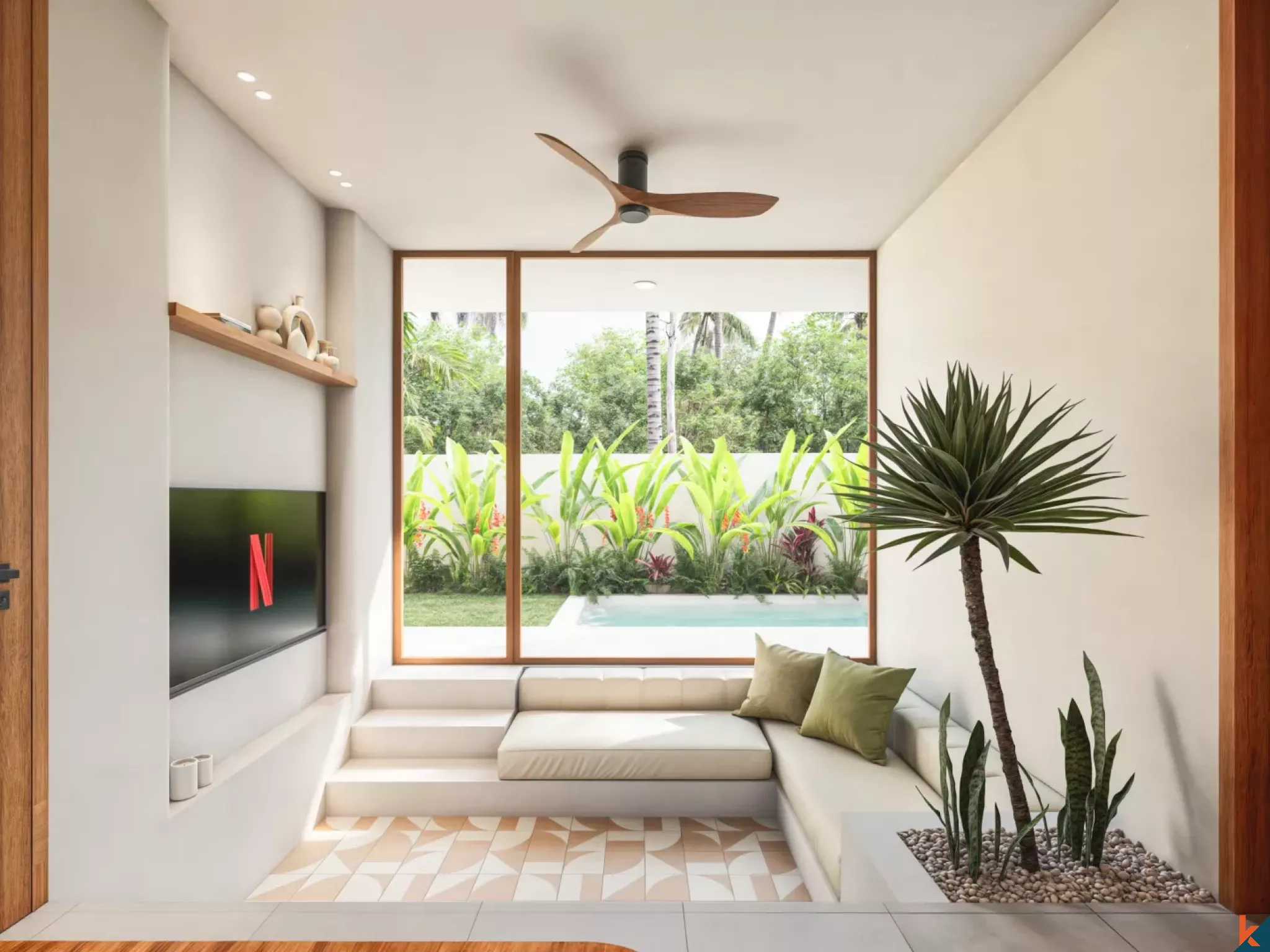 Properti hak sewa dua kamar tidur yang indah dengan pengaruh Mediterania di Tumbak Bayuh (Selesai pada April 2026)