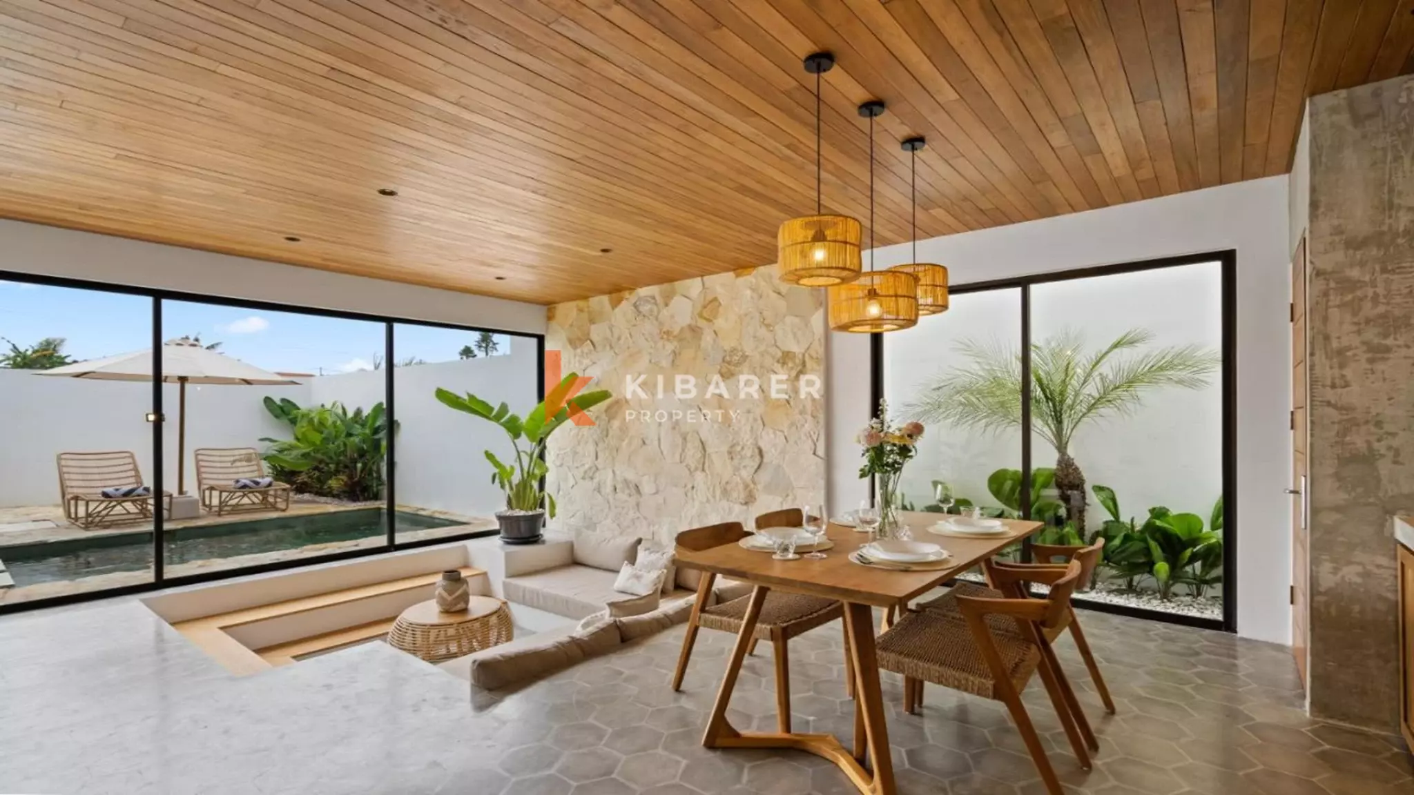 Villa contemporaine élégante avec piscine privée et une chambre à Canggu