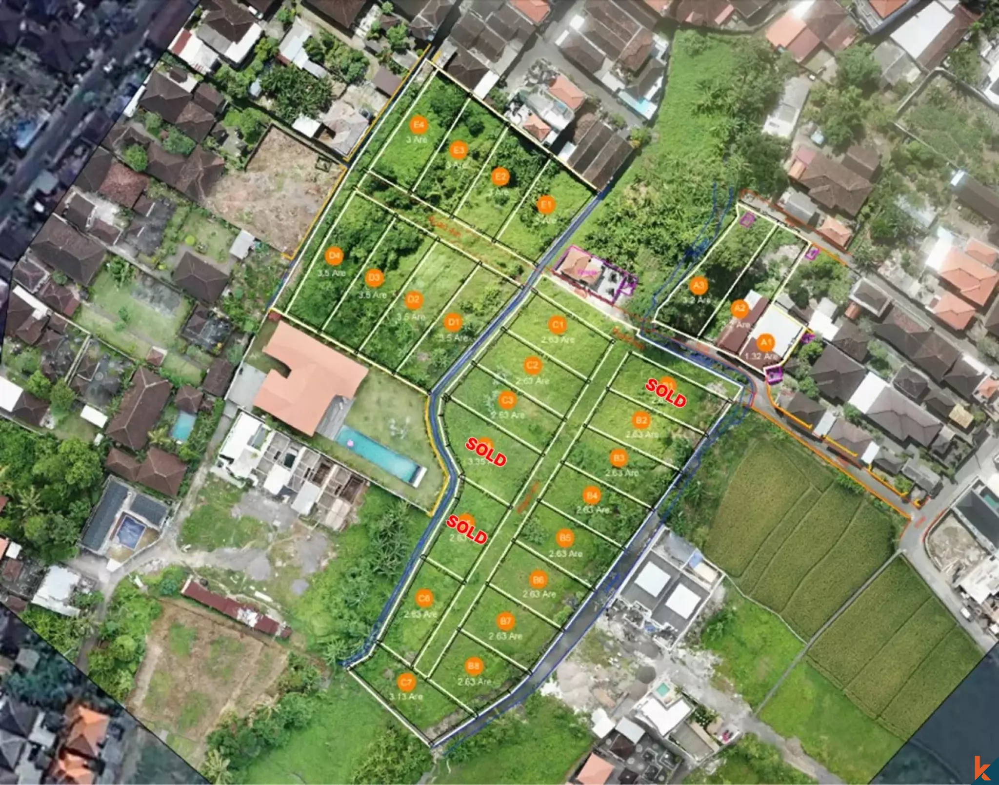 Plusieurs parcelles de terrain à bail disponibles dans un complexe privé à Buduk