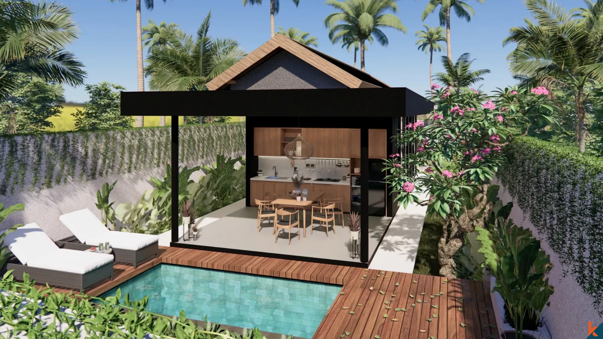 Properti dua kamar tidur hak sewa jangka panjang yang akan segera dibangun di area tenang Buduk (Selesai Mei 2026)