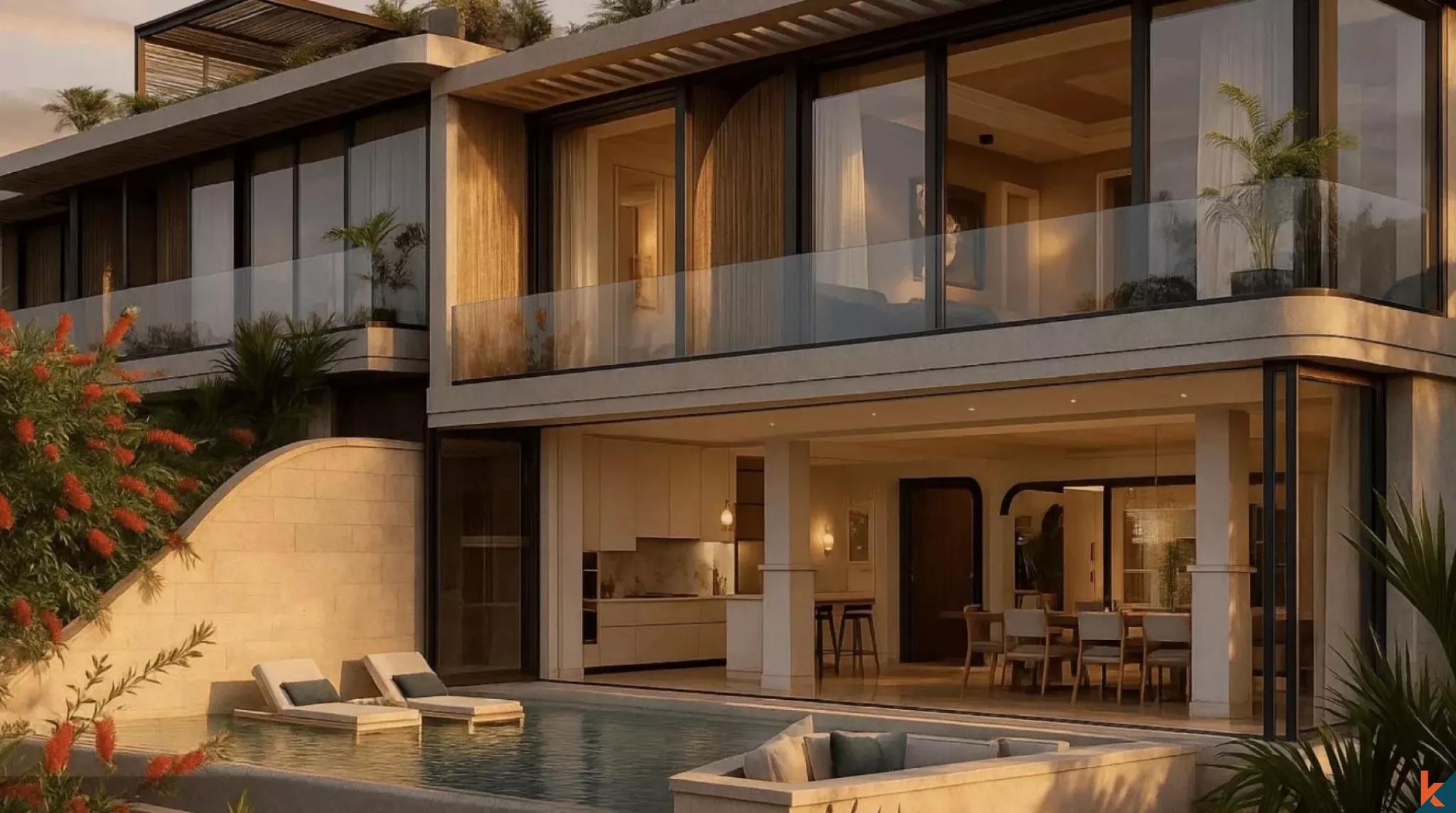 Villa de deux chambres à coucher à flanc de falaise avec vue imprenable sur l'océan à Uluwatu, sur plan