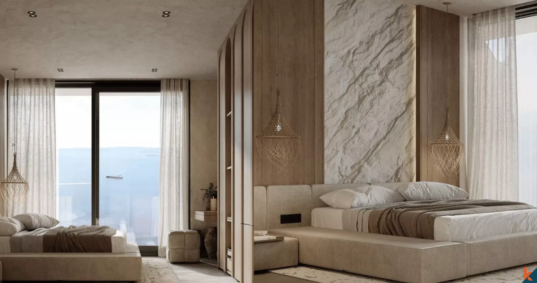 Villa de deux chambres à coucher à flanc de falaise avec vue imprenable sur l'océan à Uluwatu, sur plan