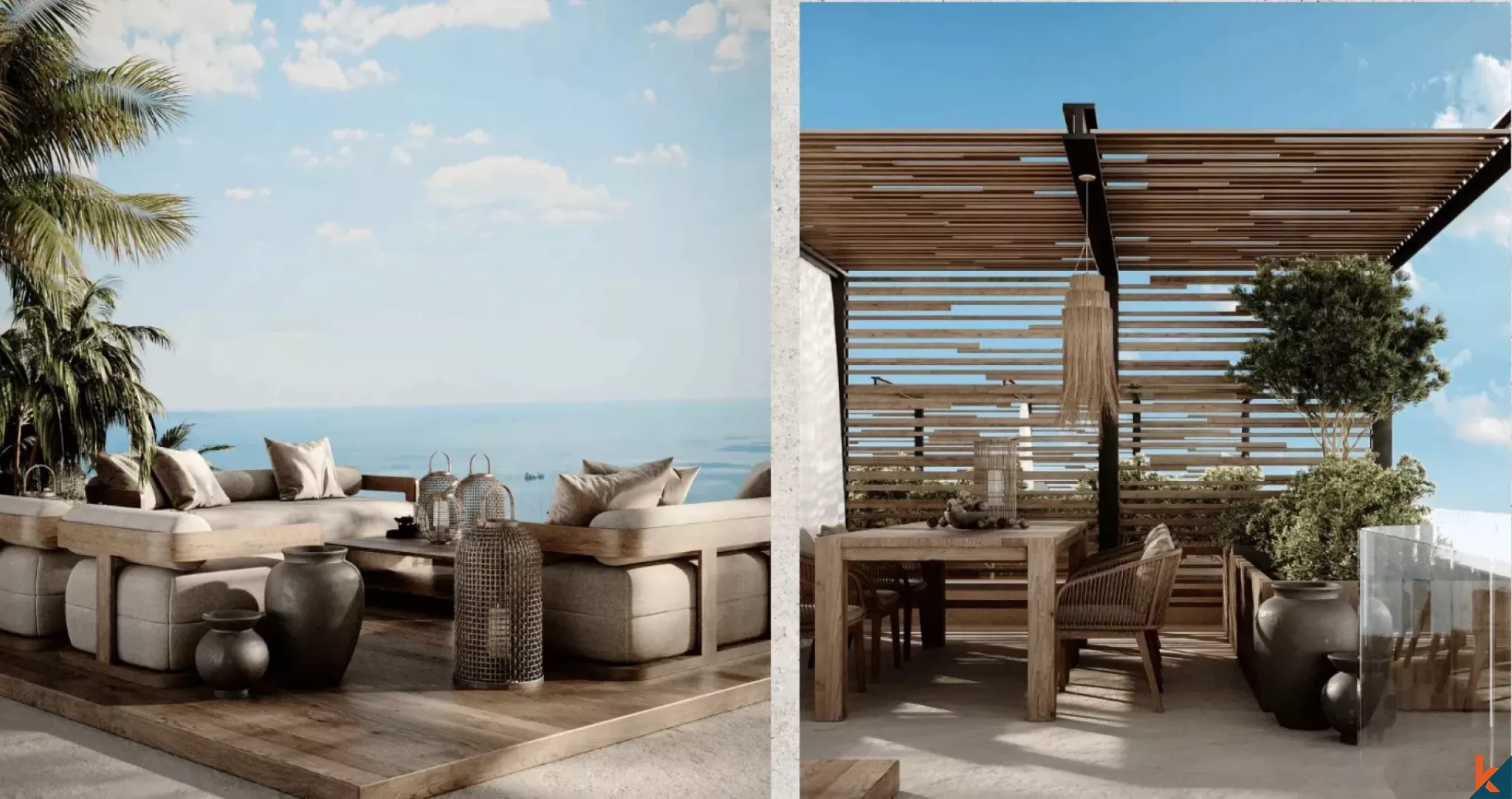 Villa de deux chambres à coucher à flanc de falaise avec vue imprenable sur l'océan à Uluwatu, sur plan