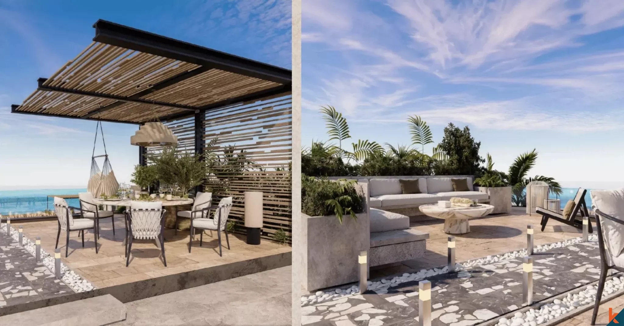 Villa de deux chambres à coucher à flanc de falaise avec vue imprenable sur l'océan à Uluwatu, sur plan