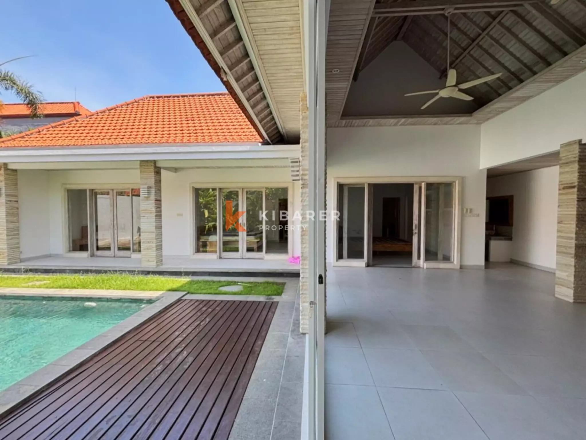 Villa Taman Tiga Kamar Tidur yang Tenang dengan Ruang Tamu Semi Furnished di Canggu