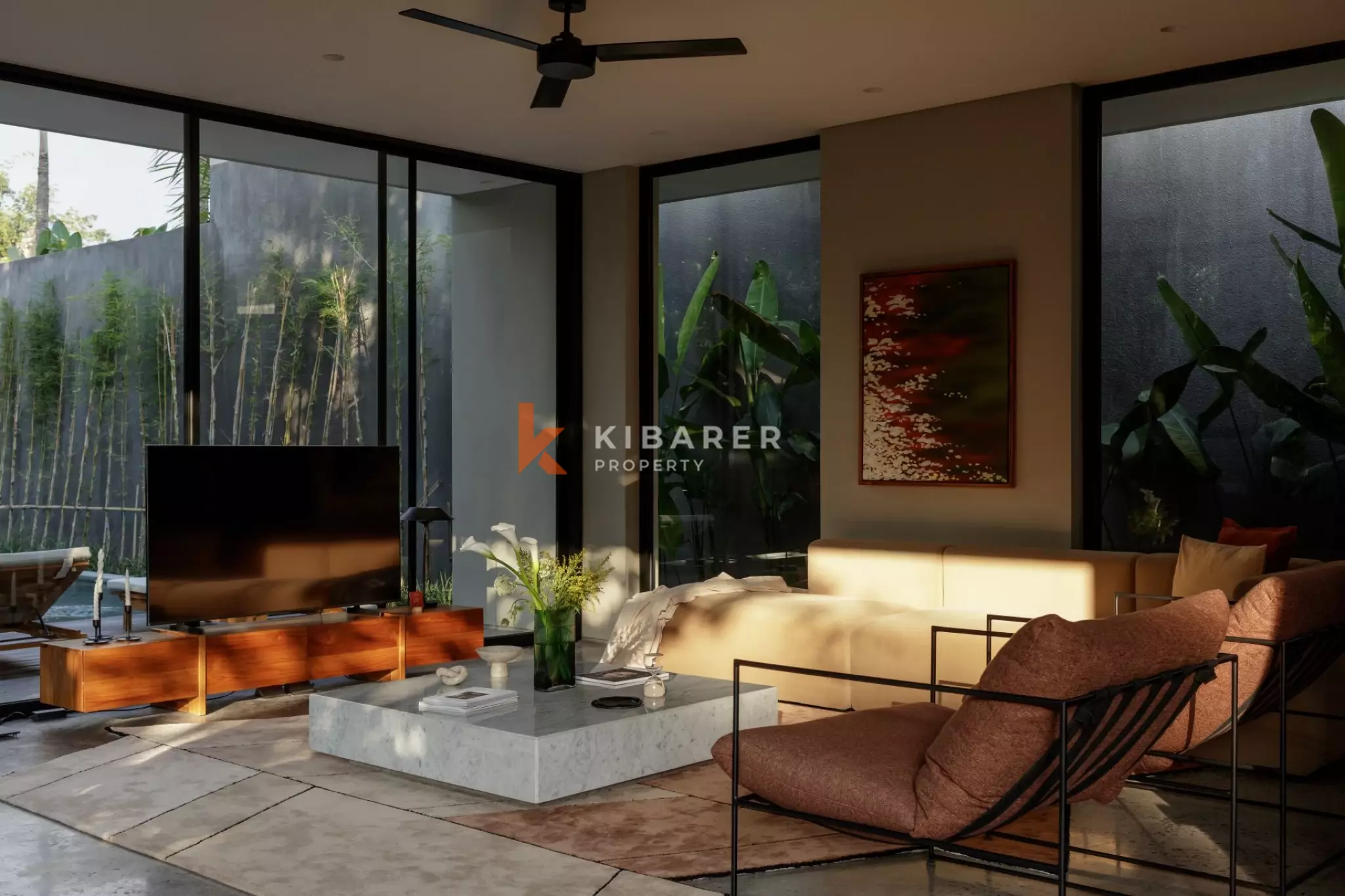 Villa Modern Dua Kamar Tidur di Canggu dengan Nuansa Ikonik LA Pertengahan Abad