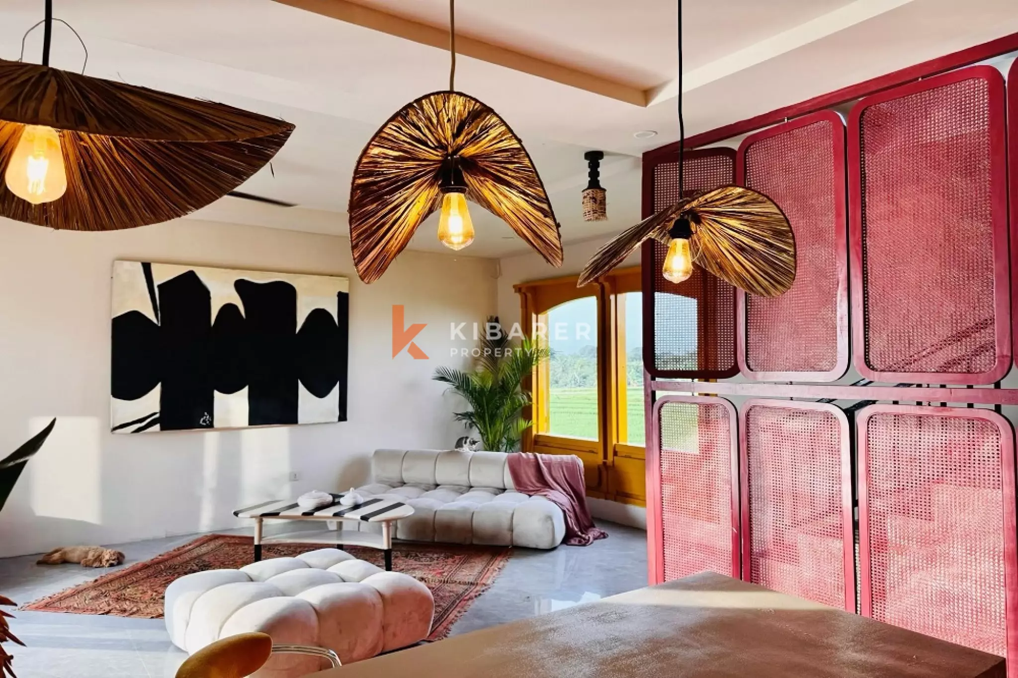 Boutique Art Four-Bedrooms Villa with 180° Rice Field Views in Cemagi