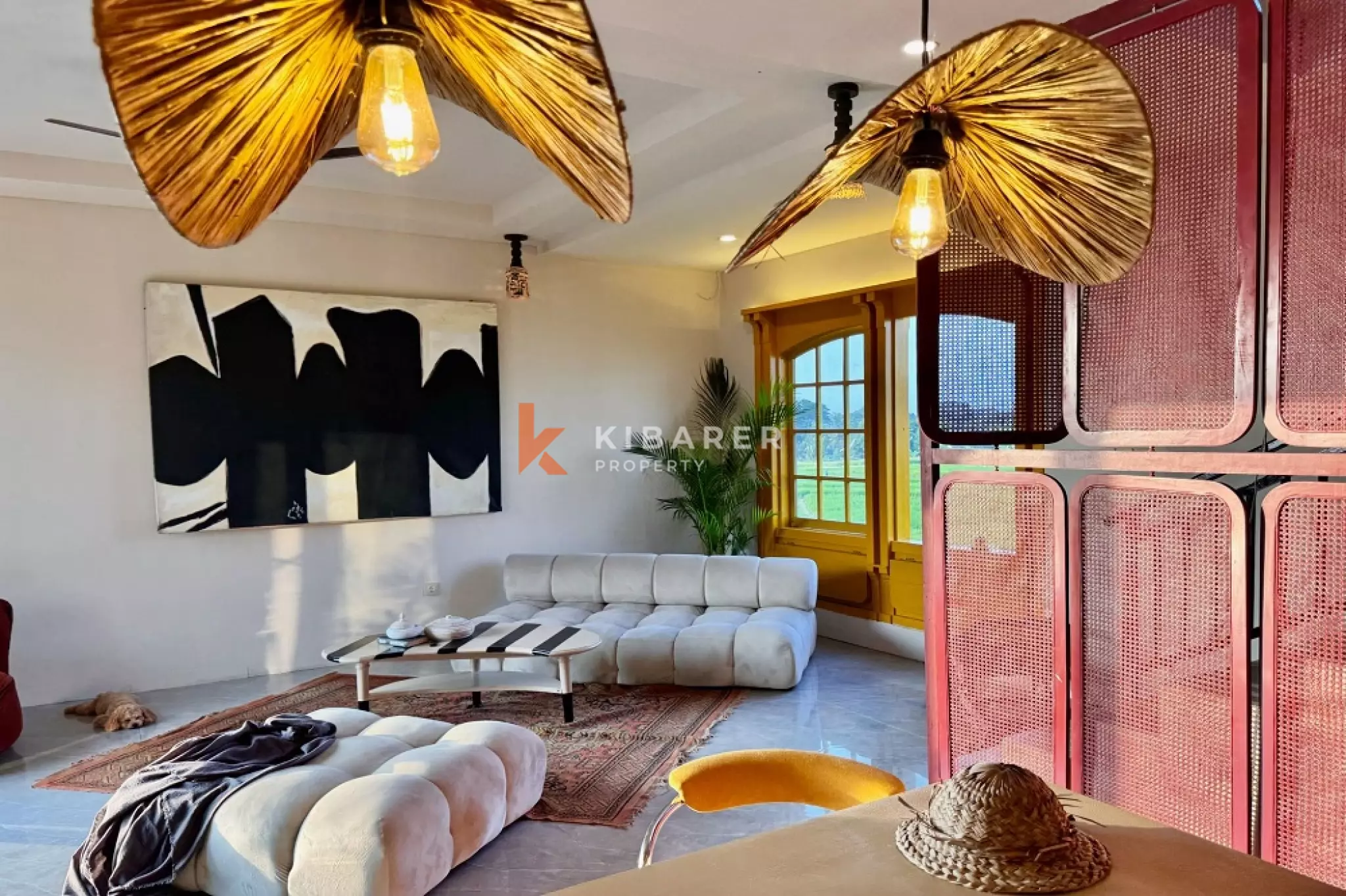 Boutique Art Four-Bedrooms Villa with 180° Rice Field Views in Cemagi