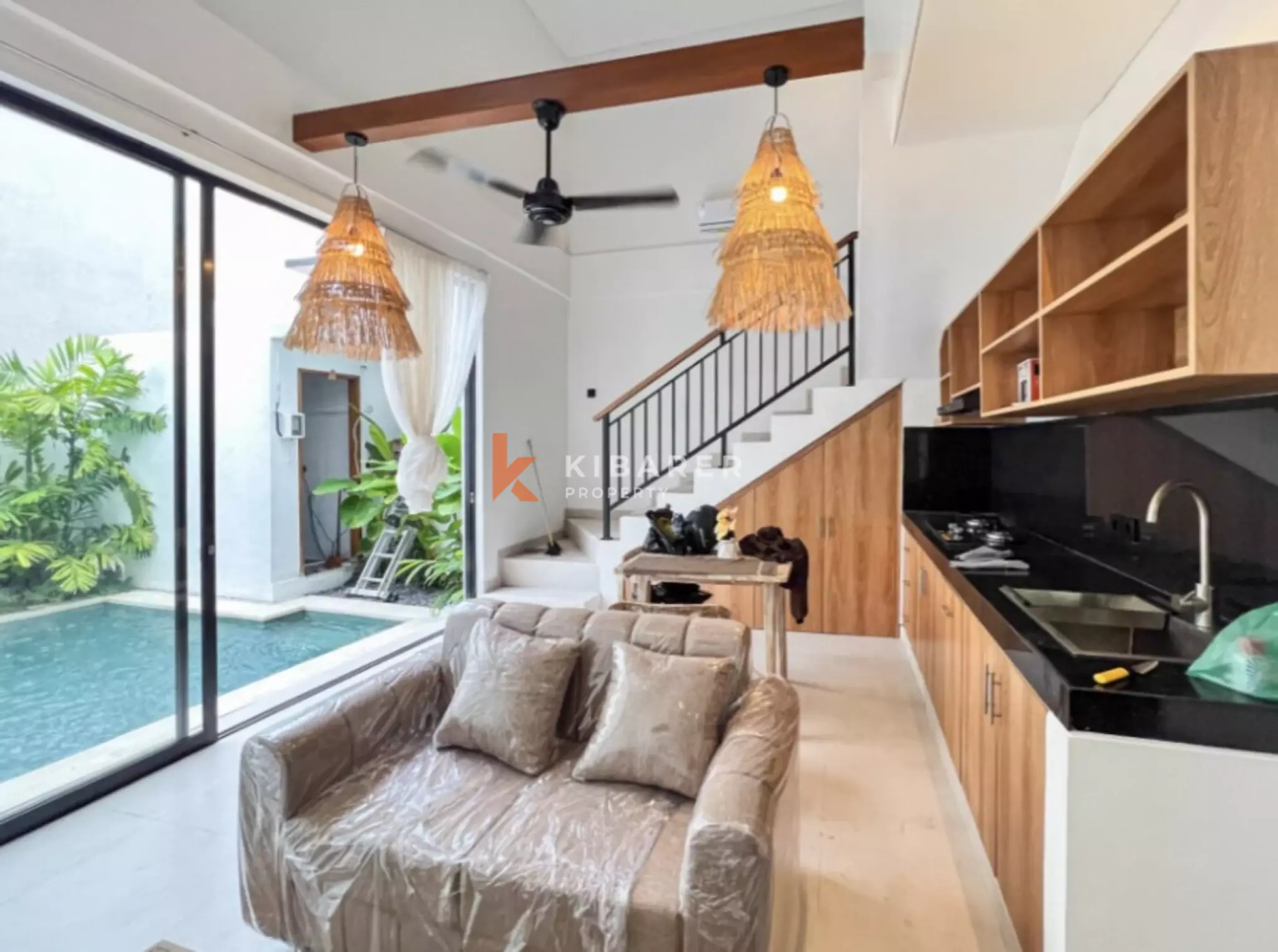 Sleek Two Bedroom Minimalist Villa Steps from Pererenan Beach