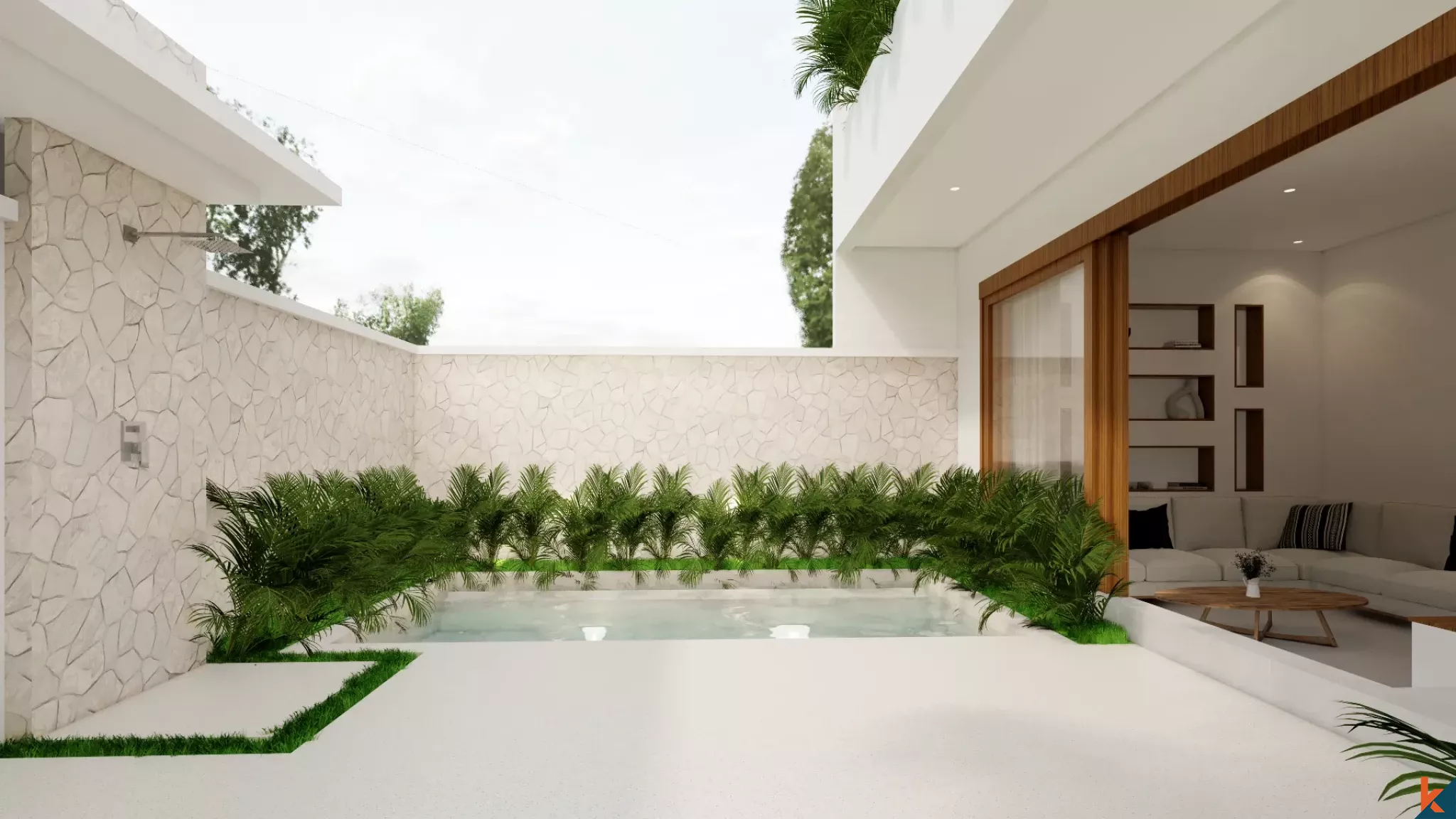 Rumah Liburan Bergaya Mediterania dengan Tiga Kamar Tidur untuk Disewa di Nyang Nyang